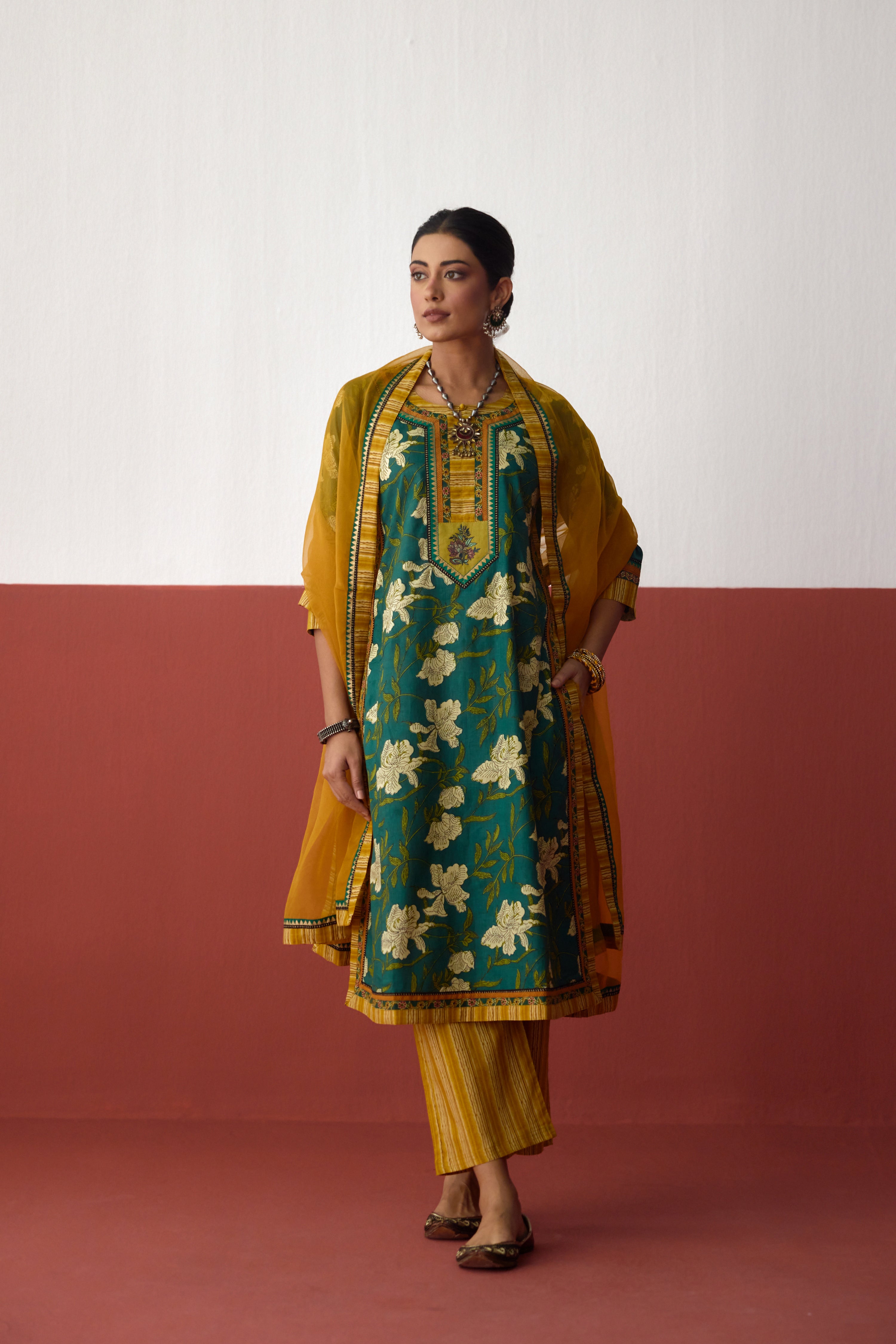 Anu Cotton Printed Kurta Green (10082827141419)