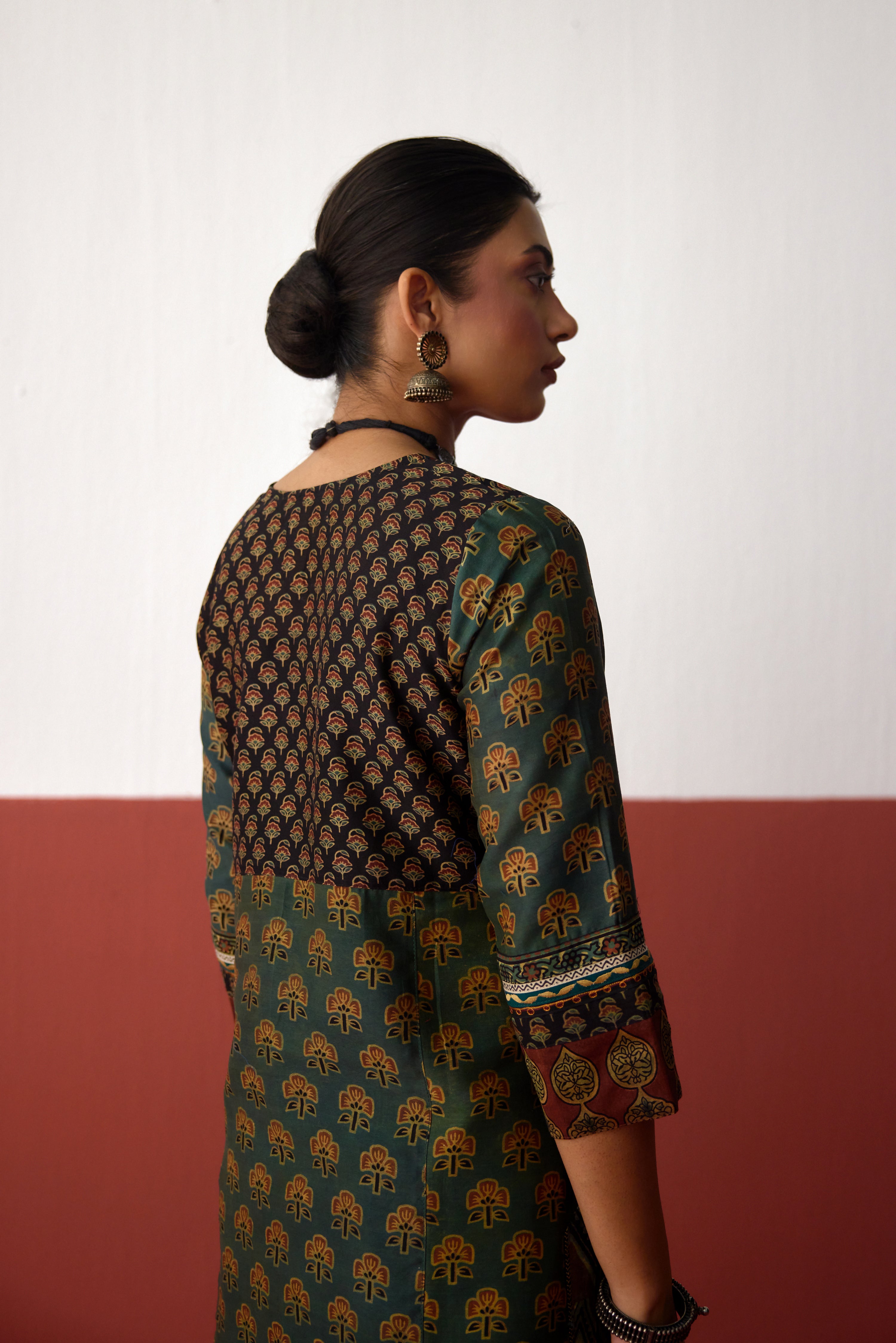 Elina Chanderi Vanaspati Printed Kurta Green (10081295565099)