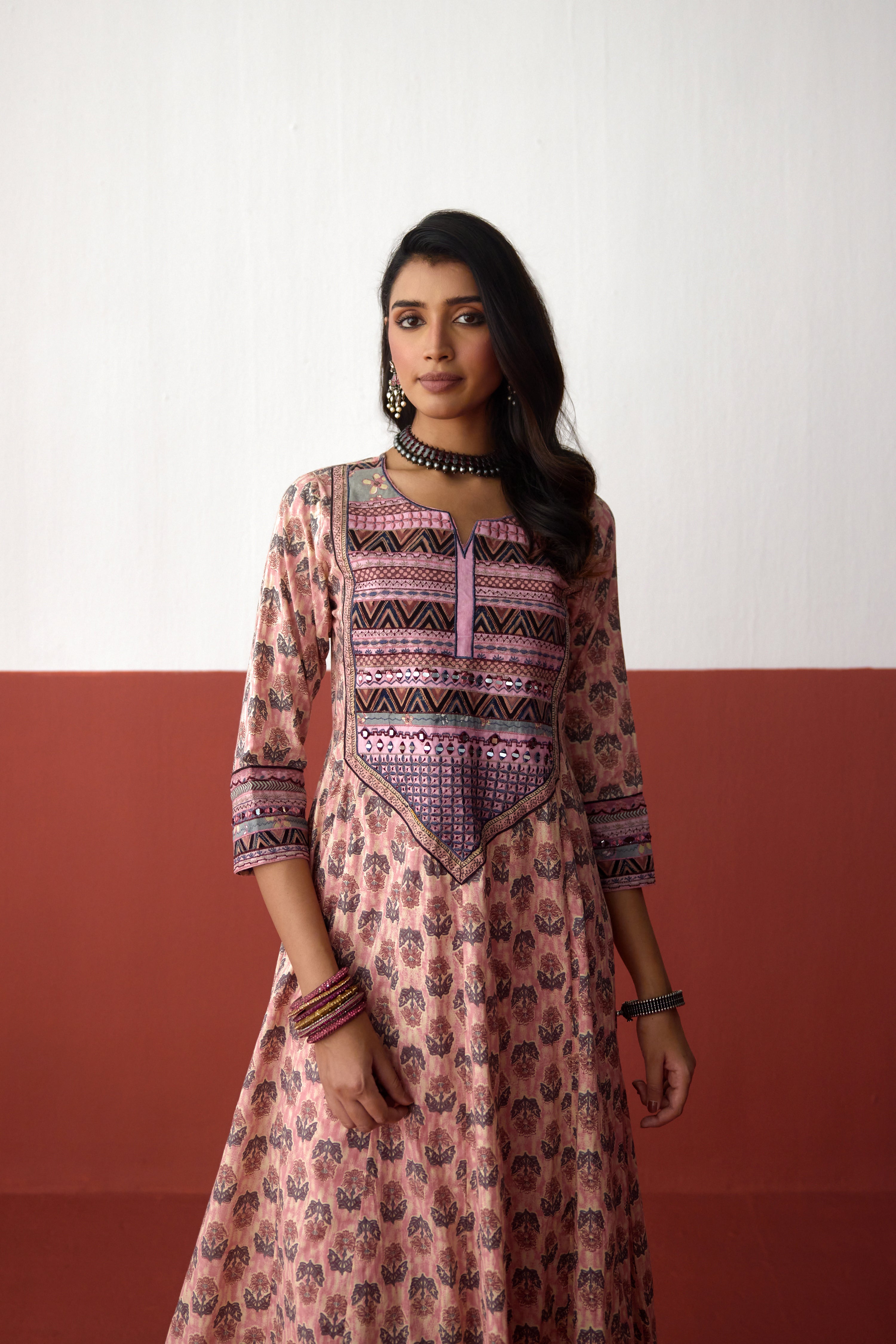 Navya Cotton Embroidered Printed Kurta Peach (10083286188331)