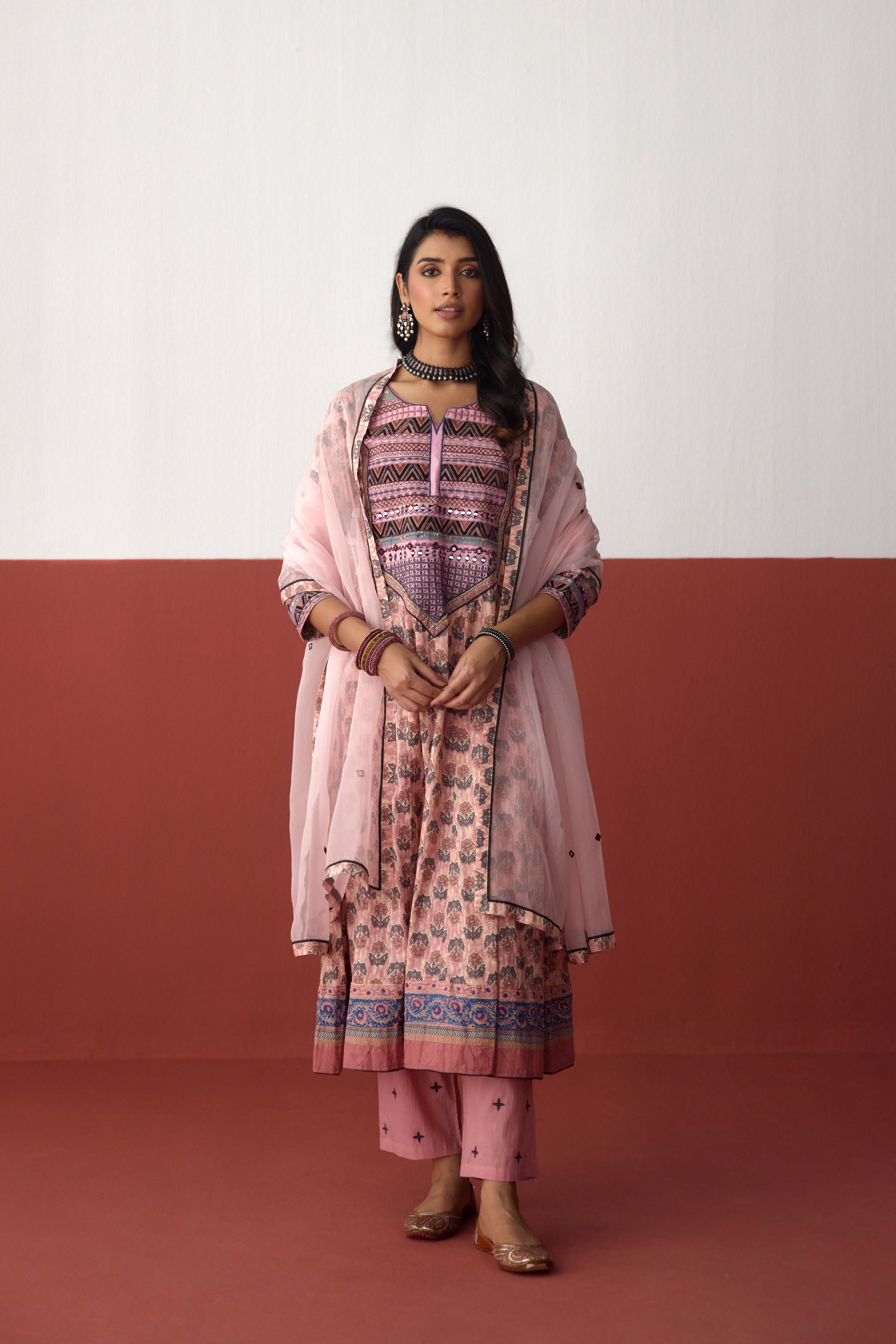Navya Cotton Embroidered Printed Kurta Peach (10083286188331)
