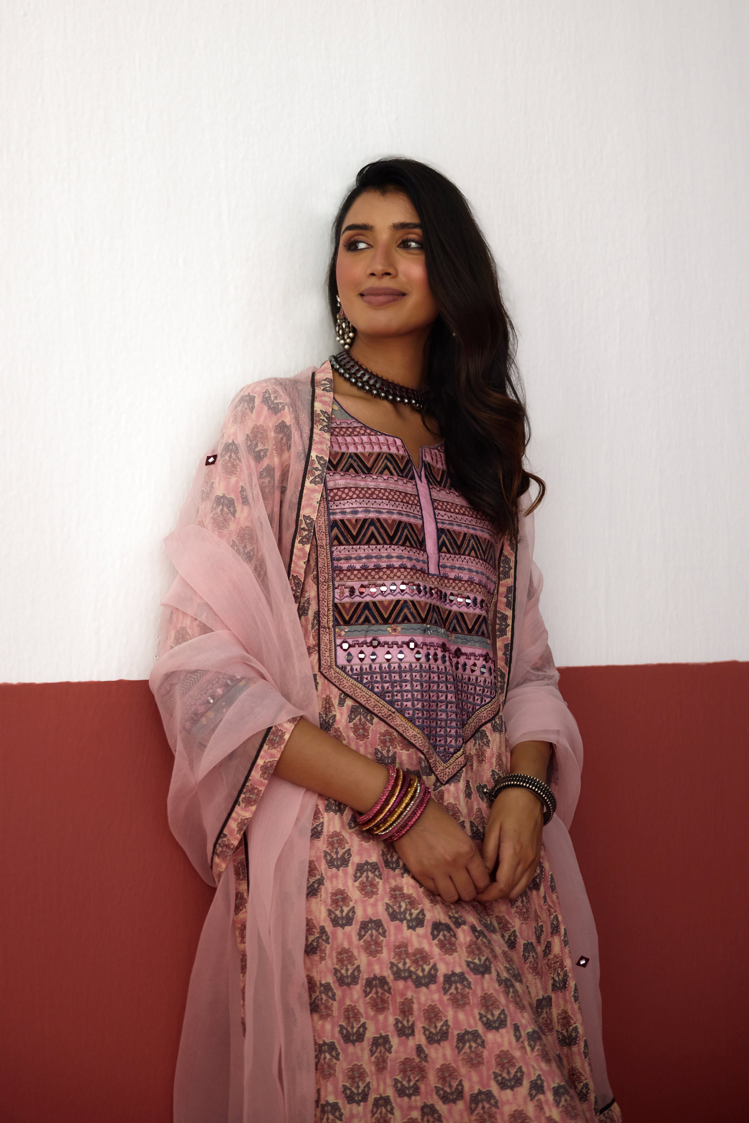 Navya Cotton Embroidered Printed Kurta Peach (10083286188331)