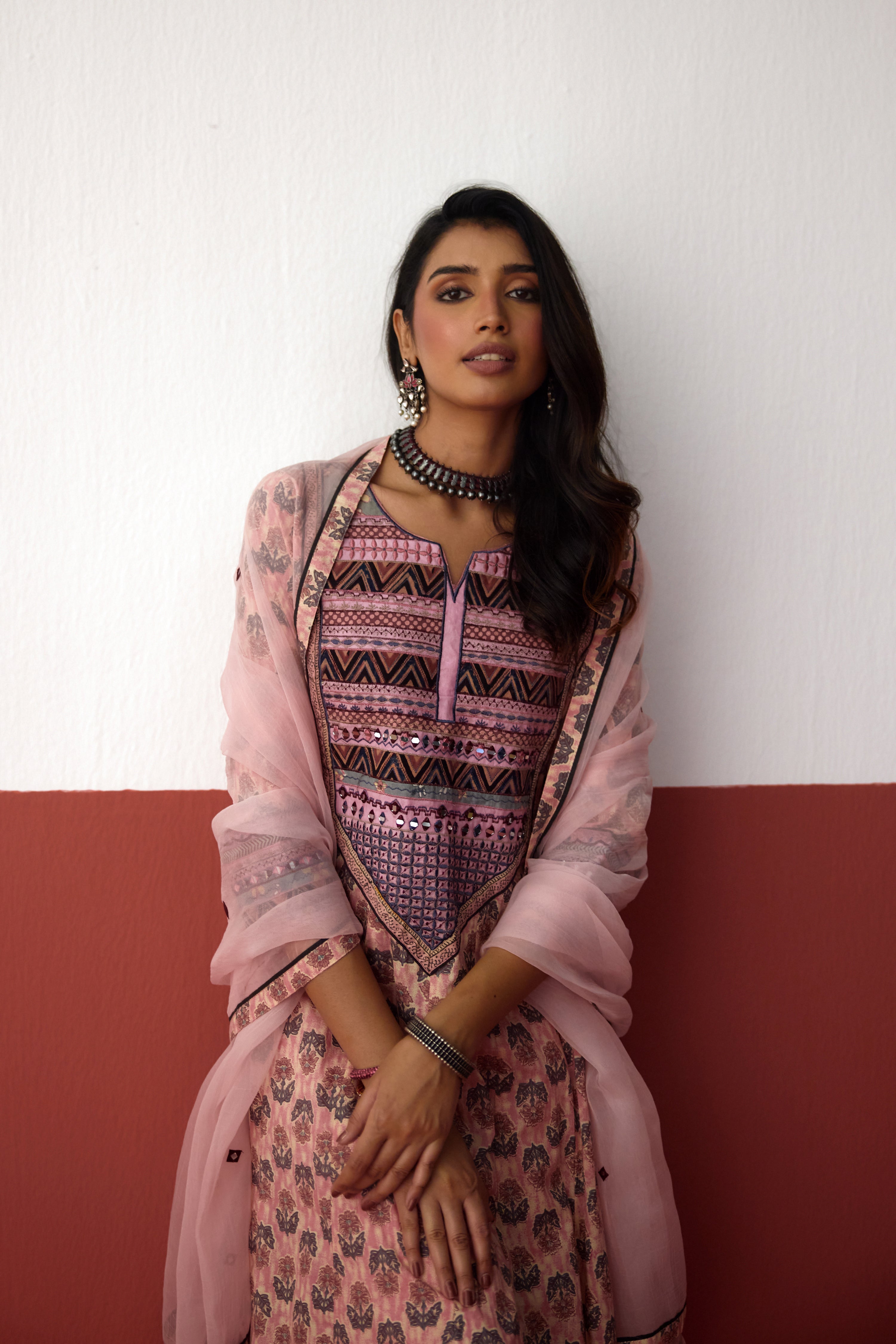 Navya Cotton Embroidered Printed Kurta Peach (10083286188331)