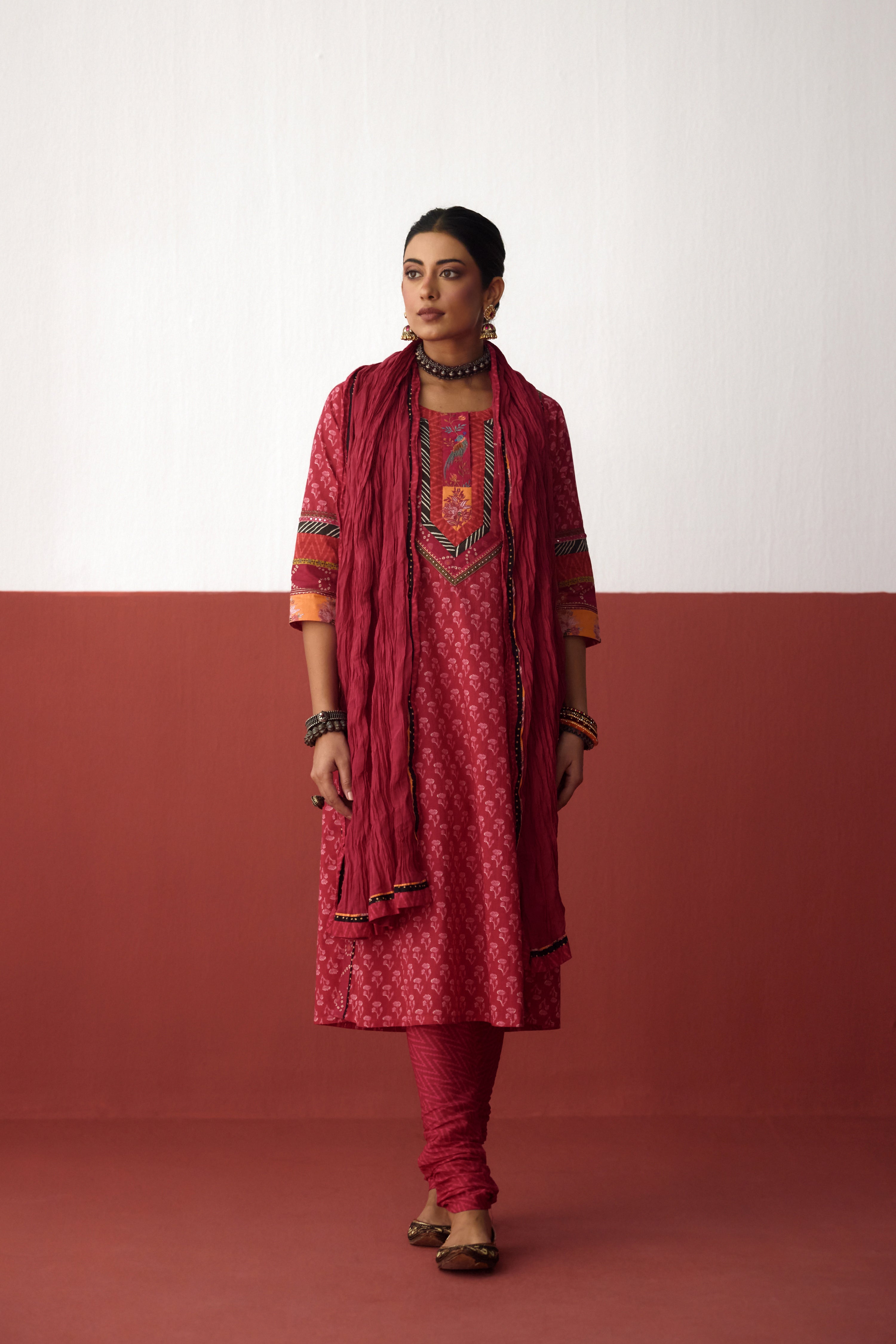 Rozana Cotton Printed Kurta Pink (10082820030763)