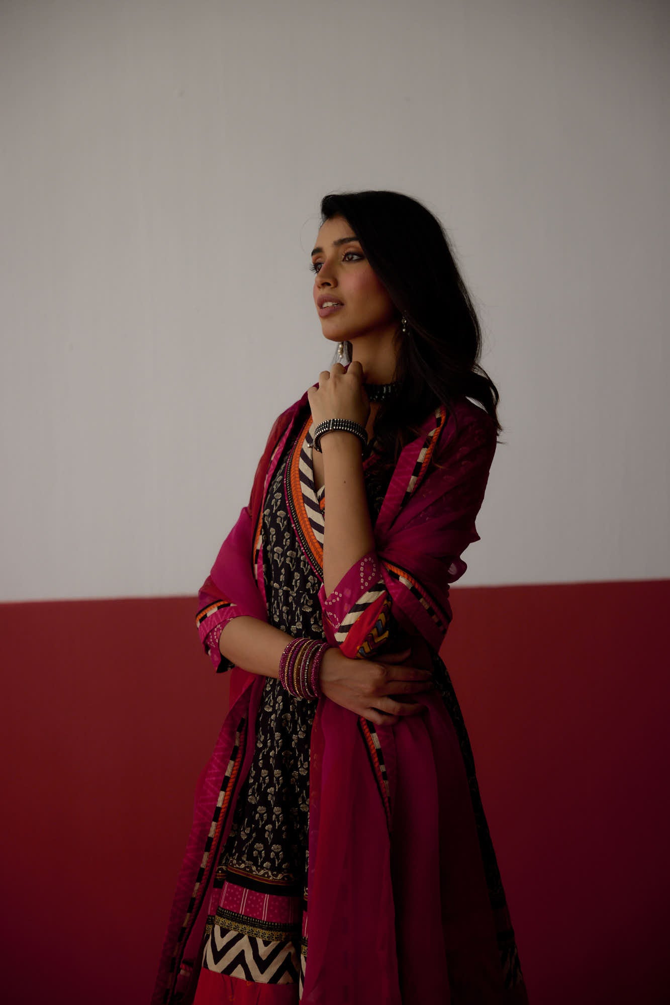 Medh Dupatta Rani Pink Orange (10083414475051)