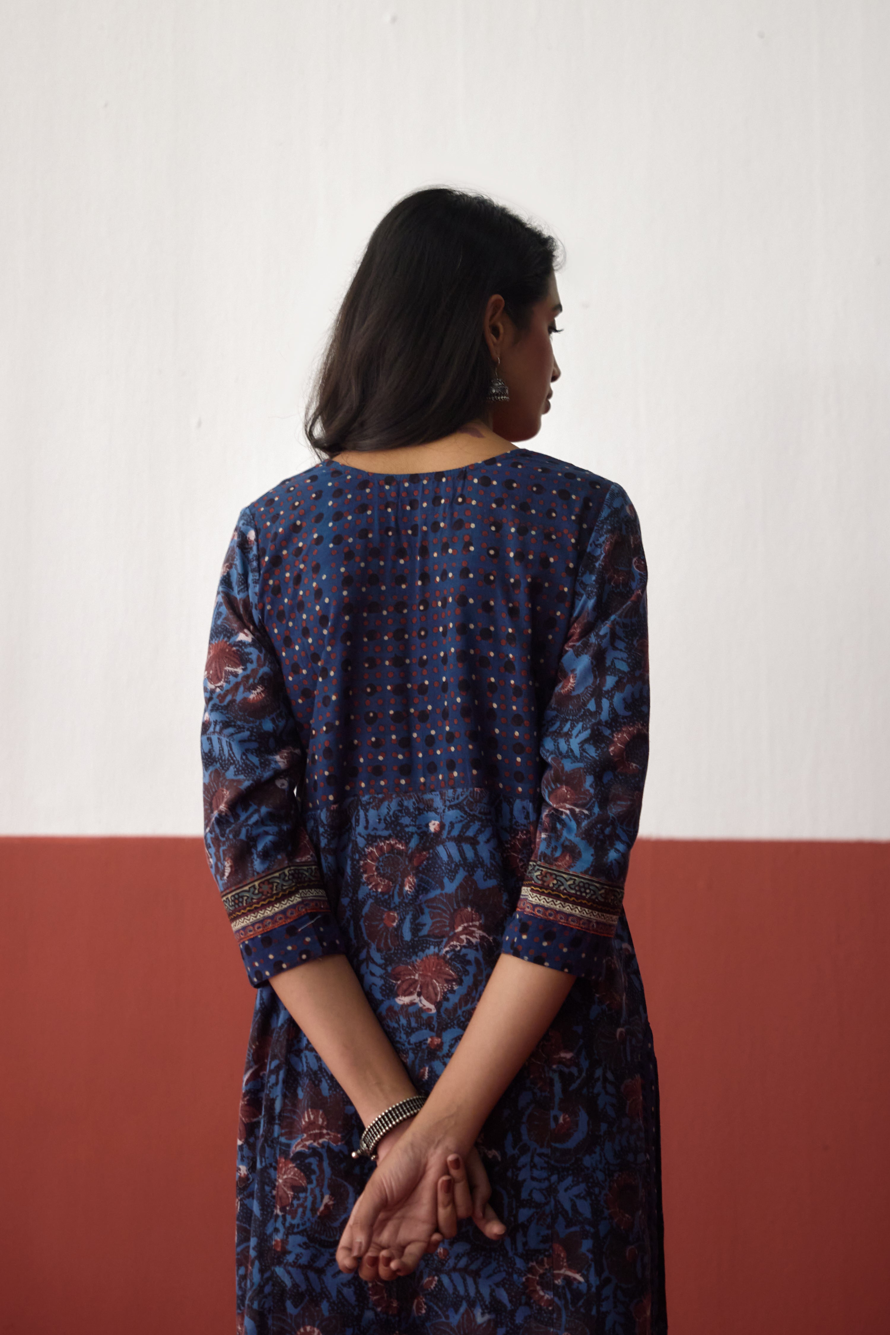 Elina Twill Cotton Printed Kurta Blue (10075749482795)