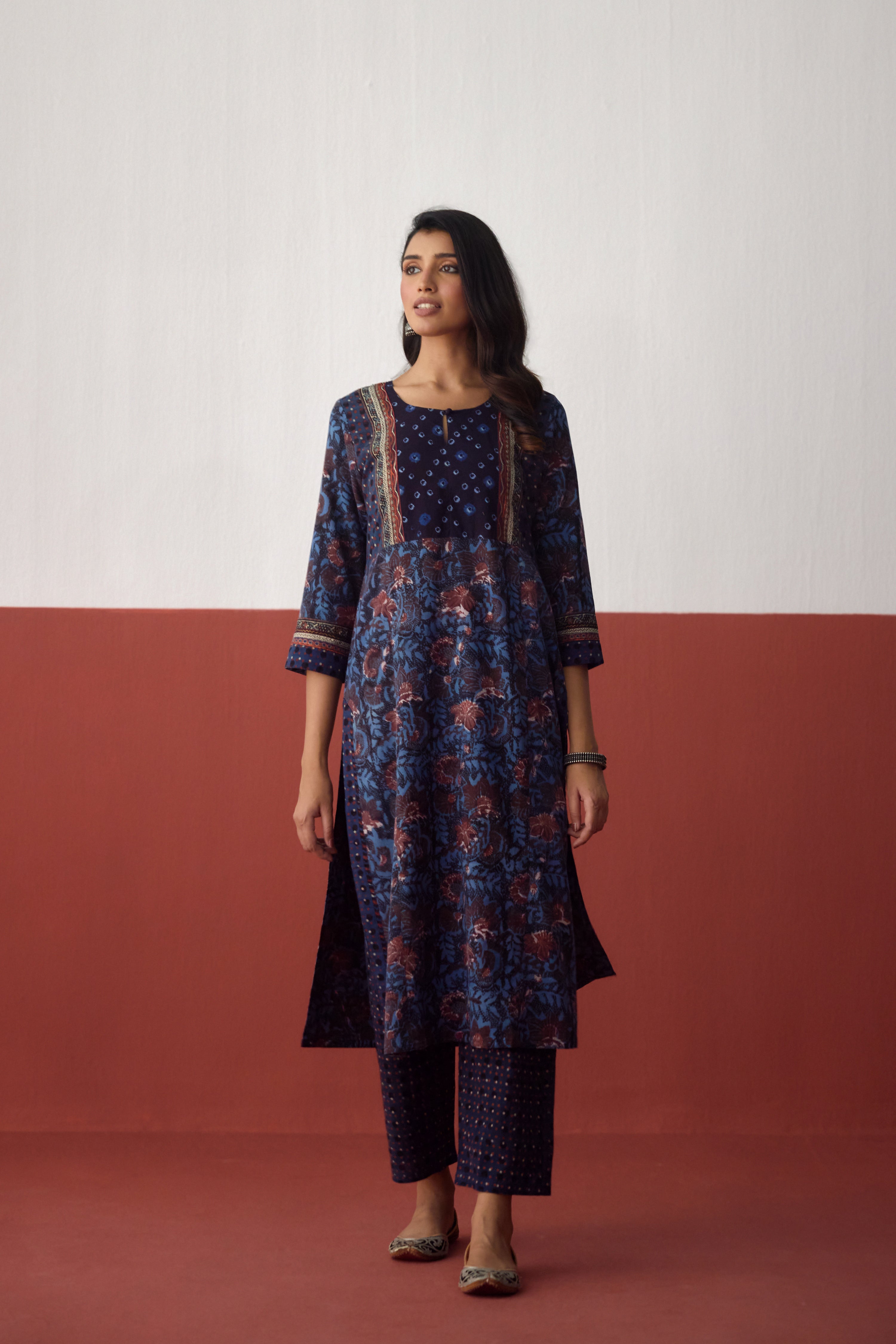 Elina Twill Cotton Printed Kurta Blue (10075749482795)