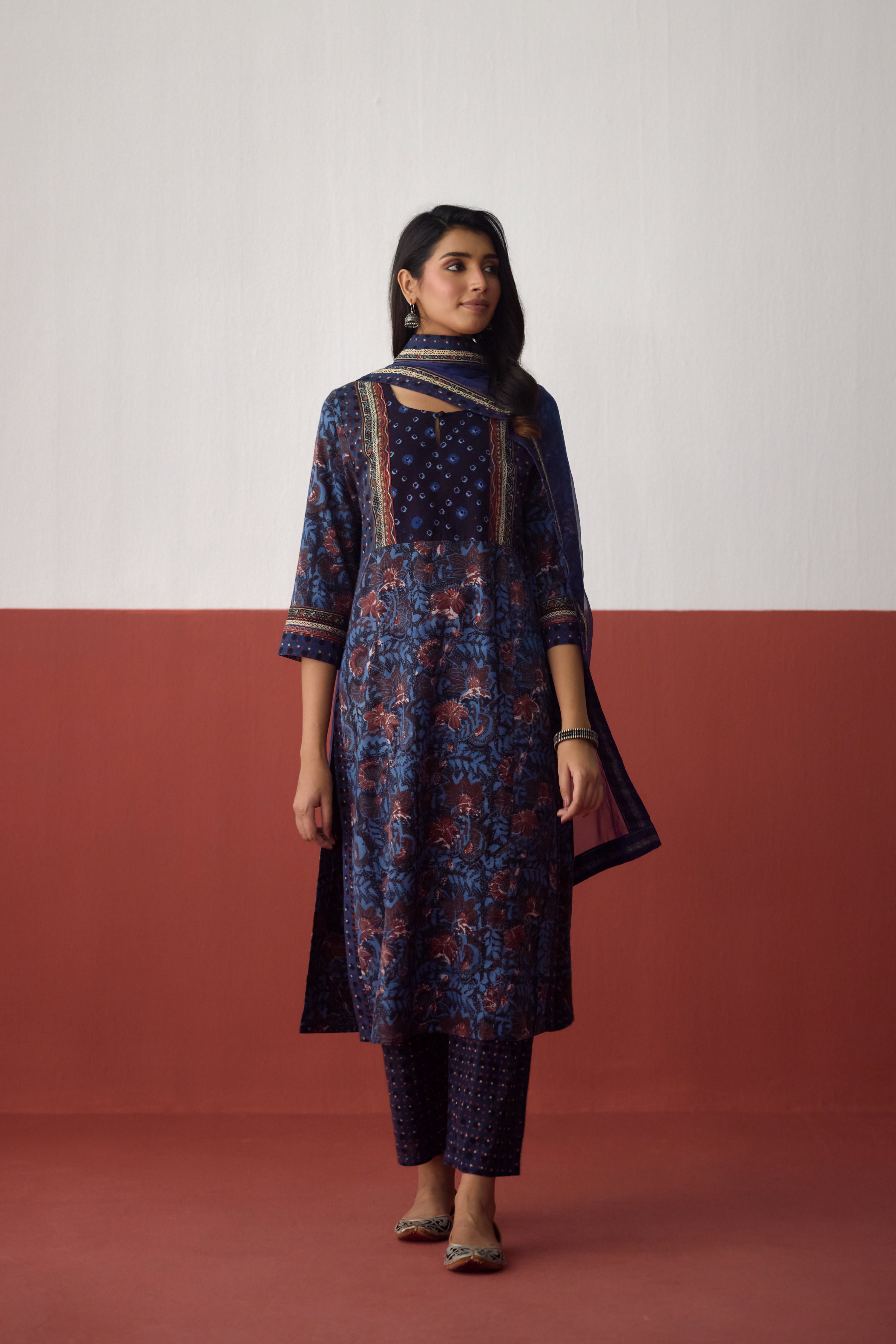 Elina Twill Cotton Printed Kurta Blue (10075749482795)