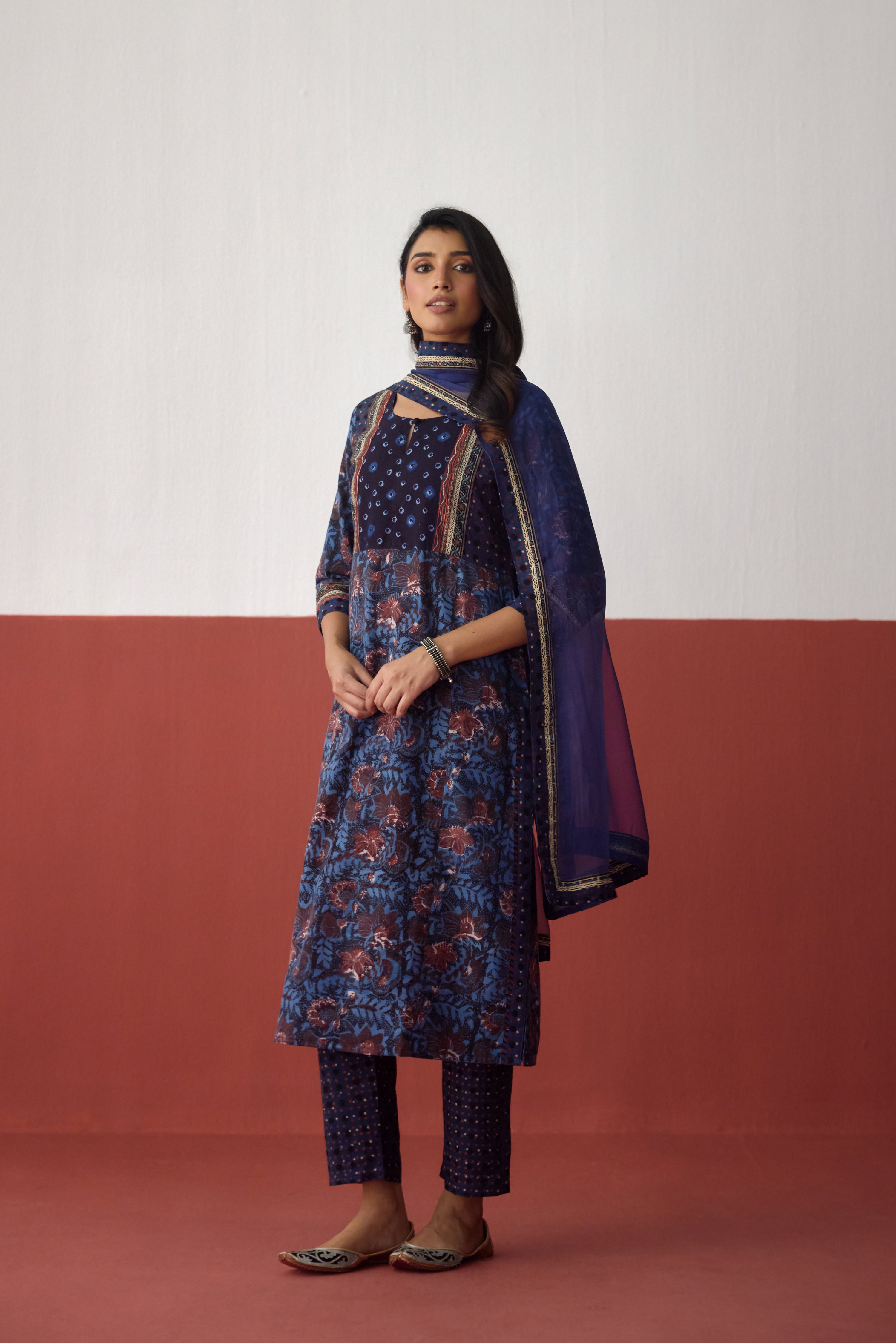 Elina Twill Cotton Printed Kurta Blue (10075749482795)