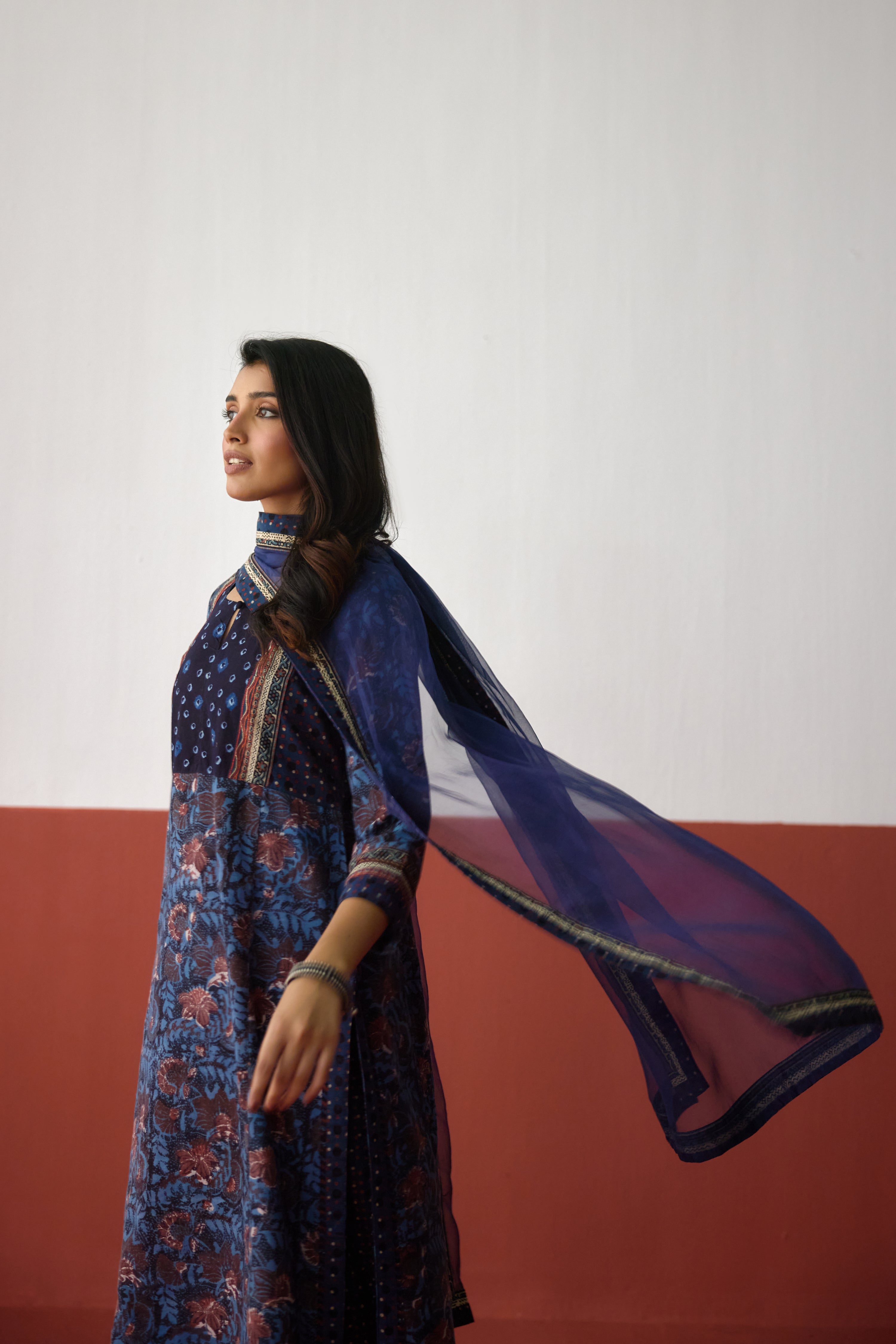 Elina Twill Cotton Printed Kurta Blue (10075749482795)