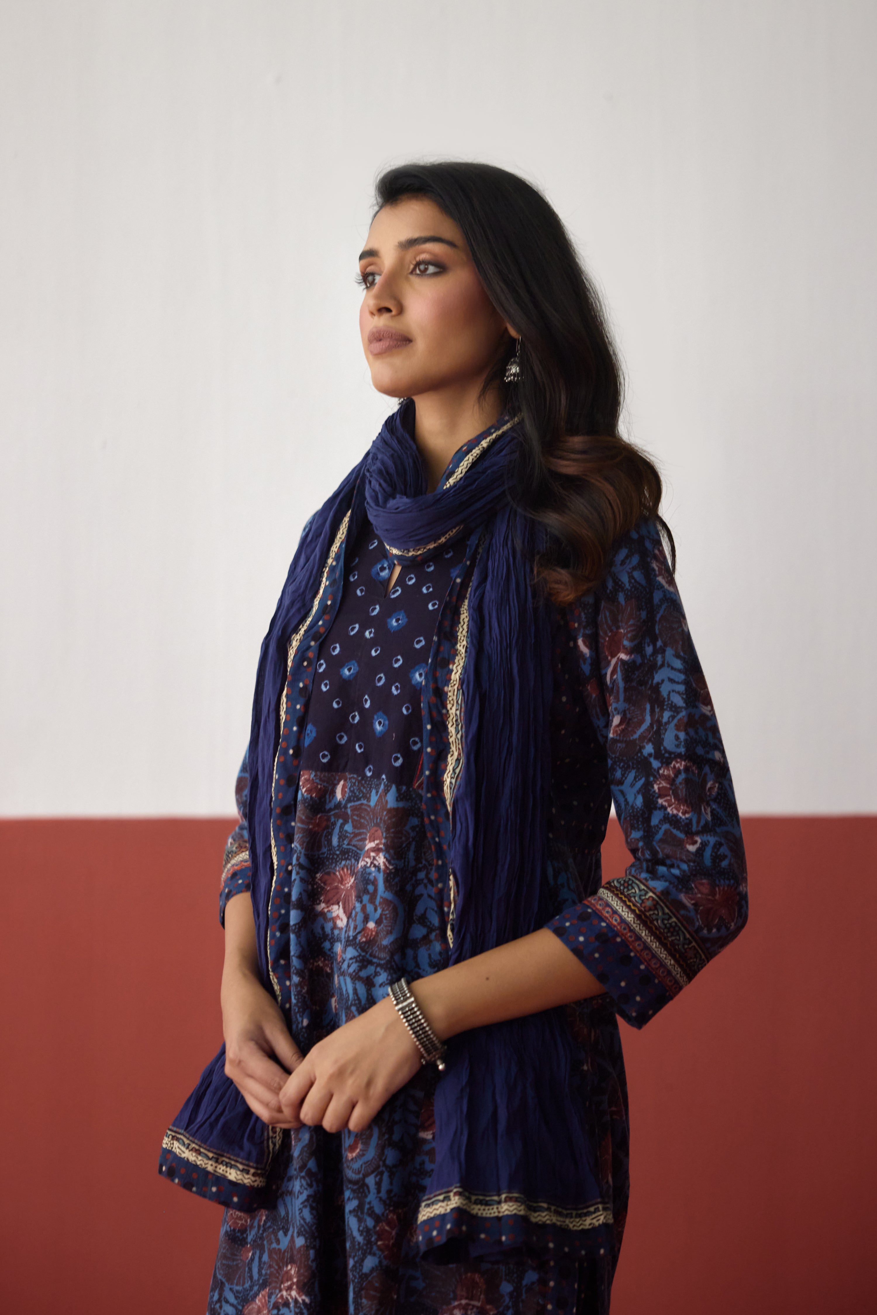 Elina Twill Cotton Printed Kurta Blue (10075749482795)
