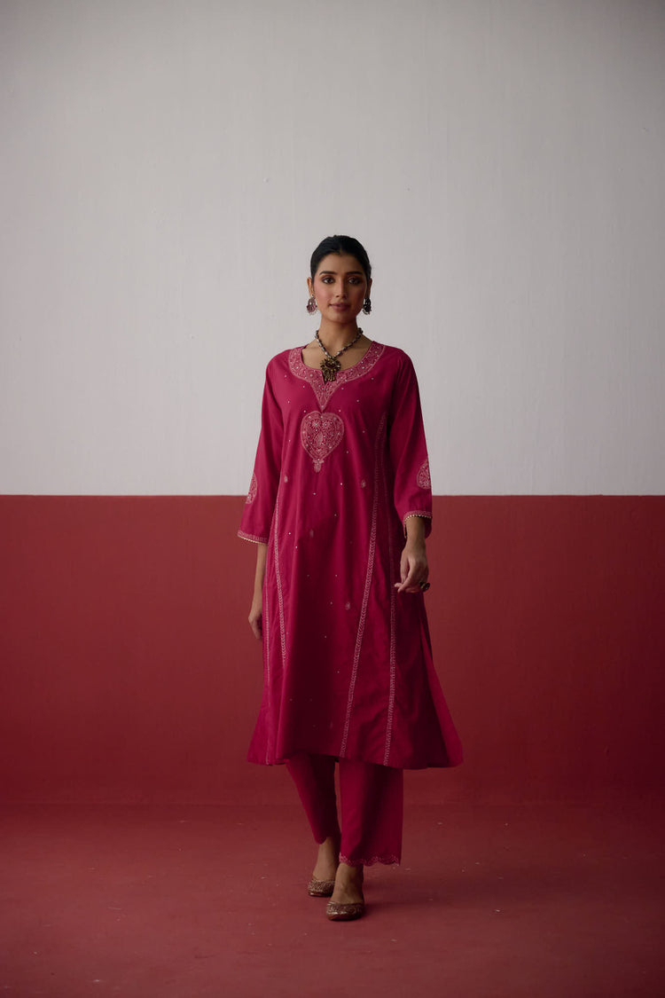 Tulsi Embroidered Cotton Kurta Pink (10083304374571)
