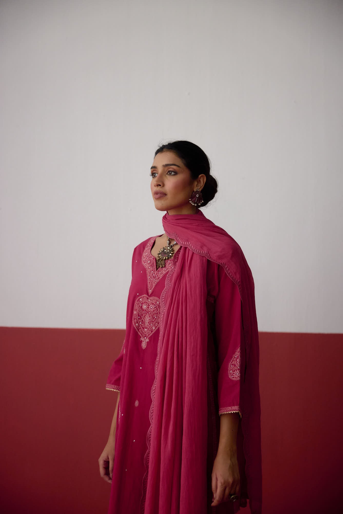 Tulsi Embroidered Cotton Kurta Pink (10083304374571)
