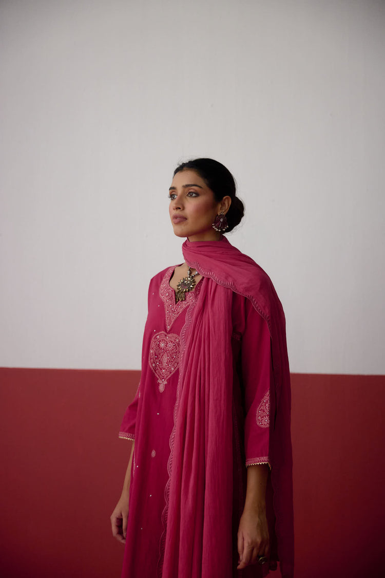 Tulsi Embroidered Cotton Kurta Pink (10083304374571)