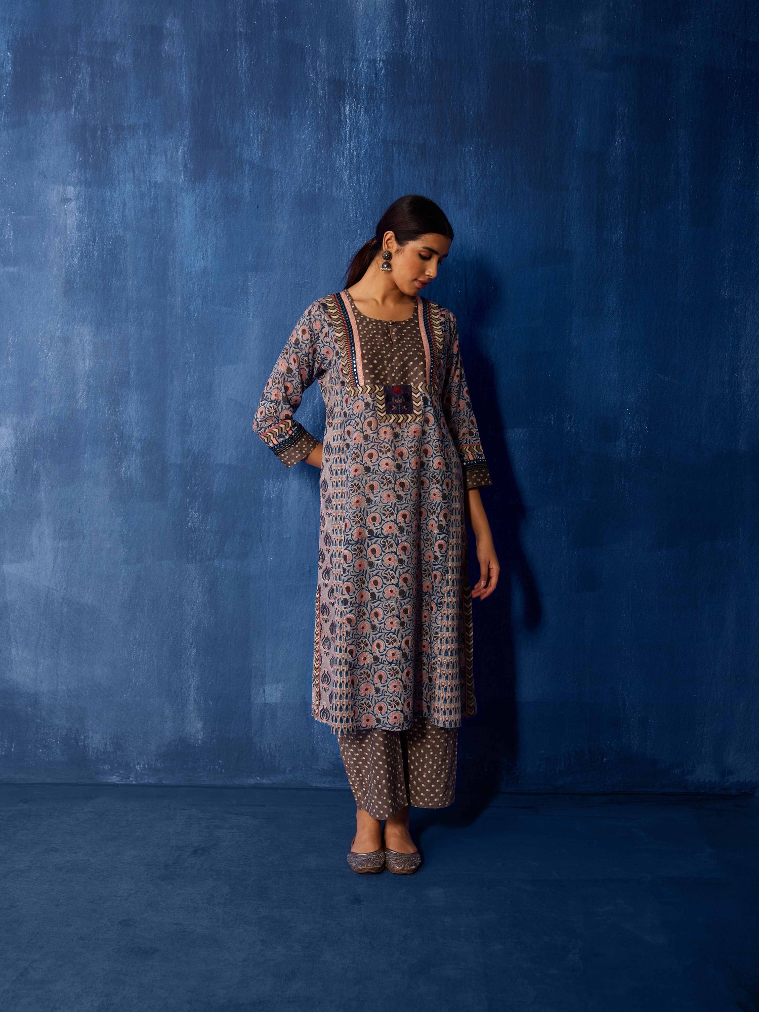 Choga Kurta Grey Peach (8918977184043)