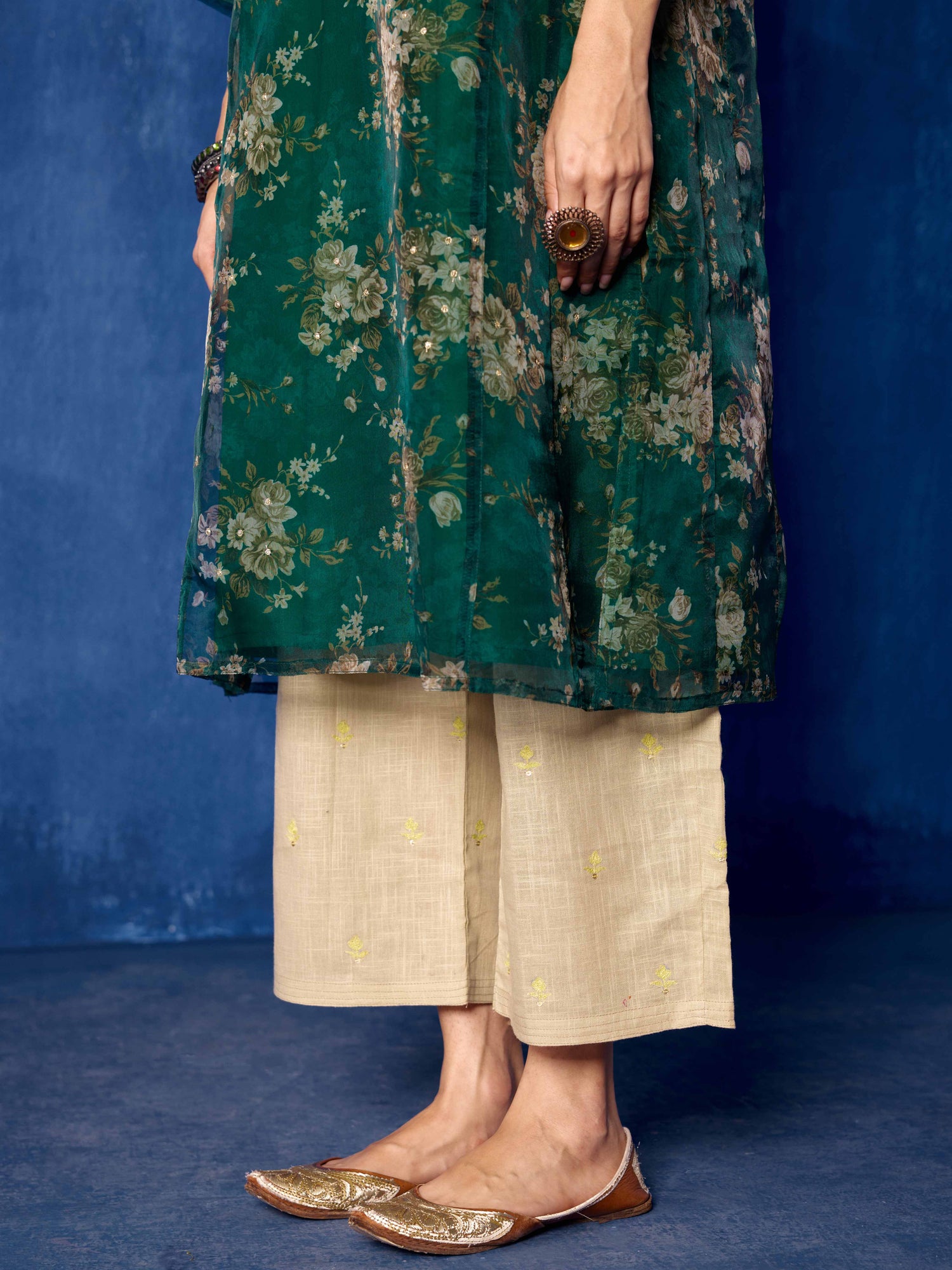 Tulsi Phiran Kurta Bottle Green (Set of 3) (8919056974123)