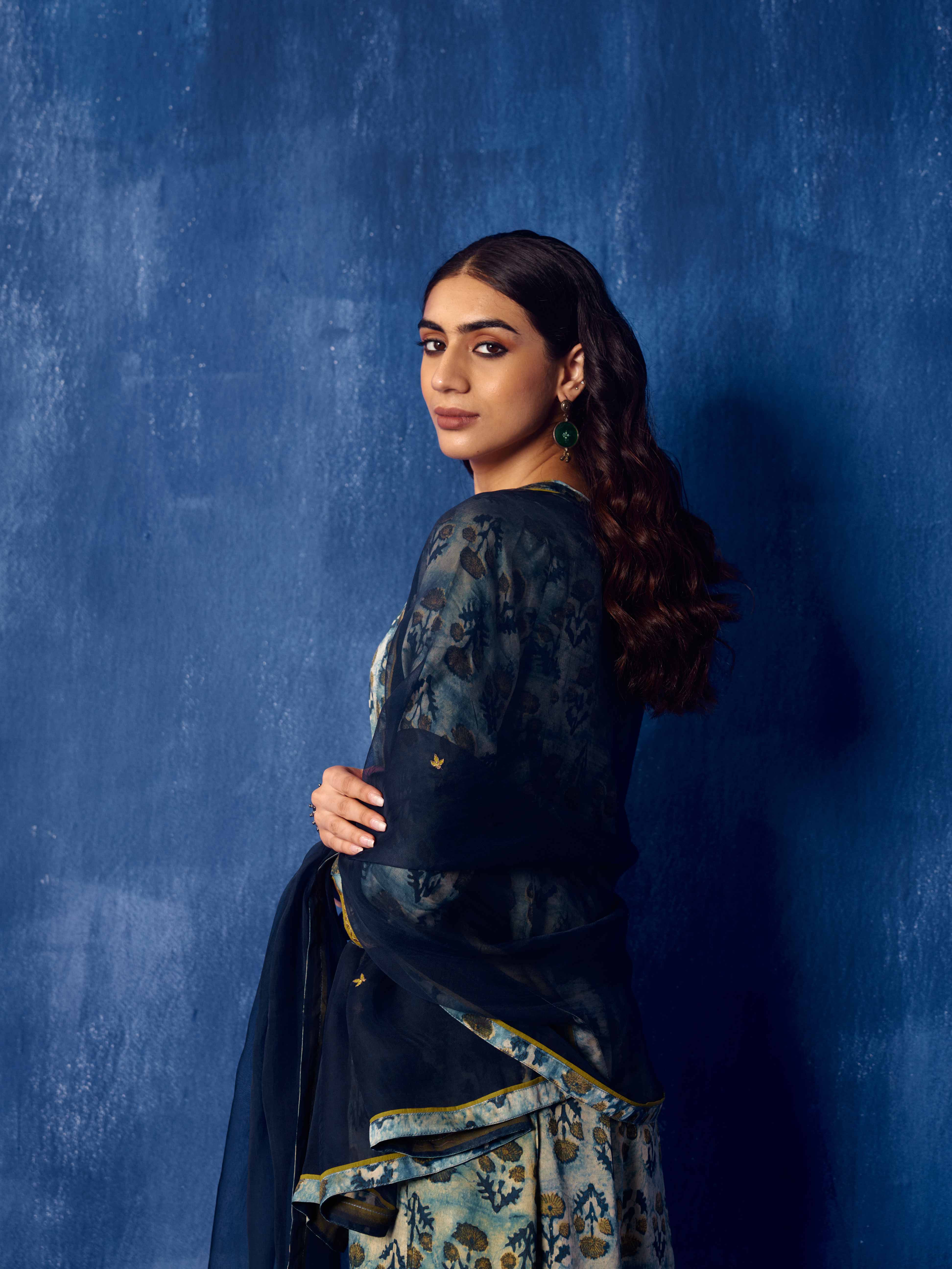 Elena Dupatta Indigo (8921198068011)