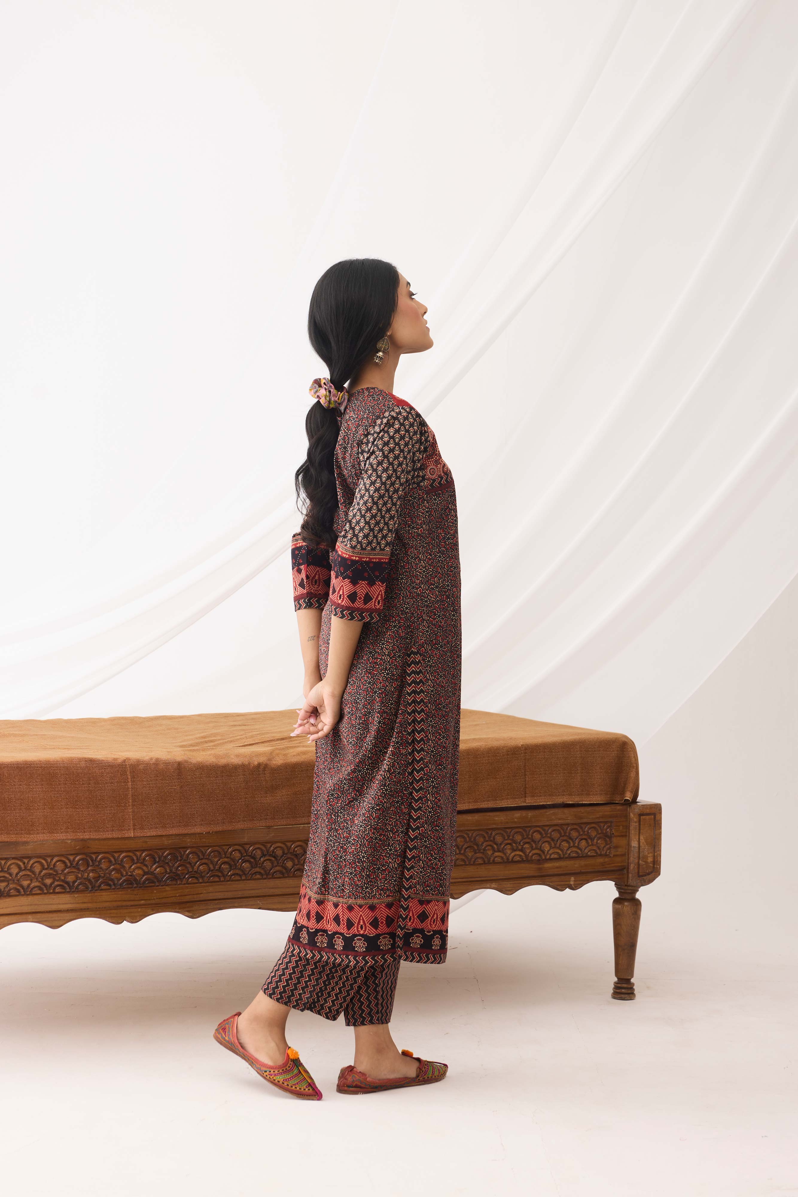 Miran Kurta Black Maroon (9966961197355)