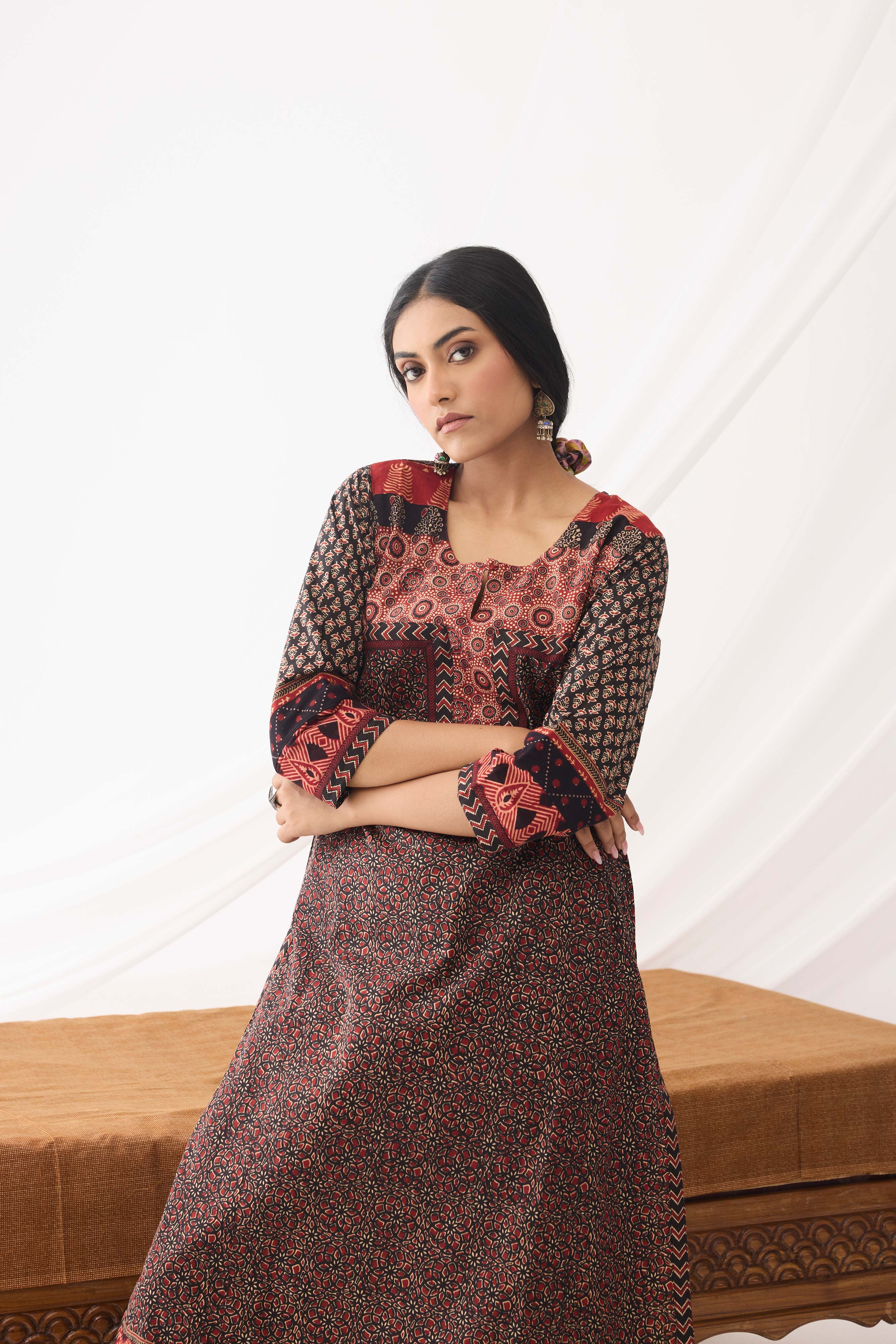 Miran Kurta Black Maroon (9966961197355)