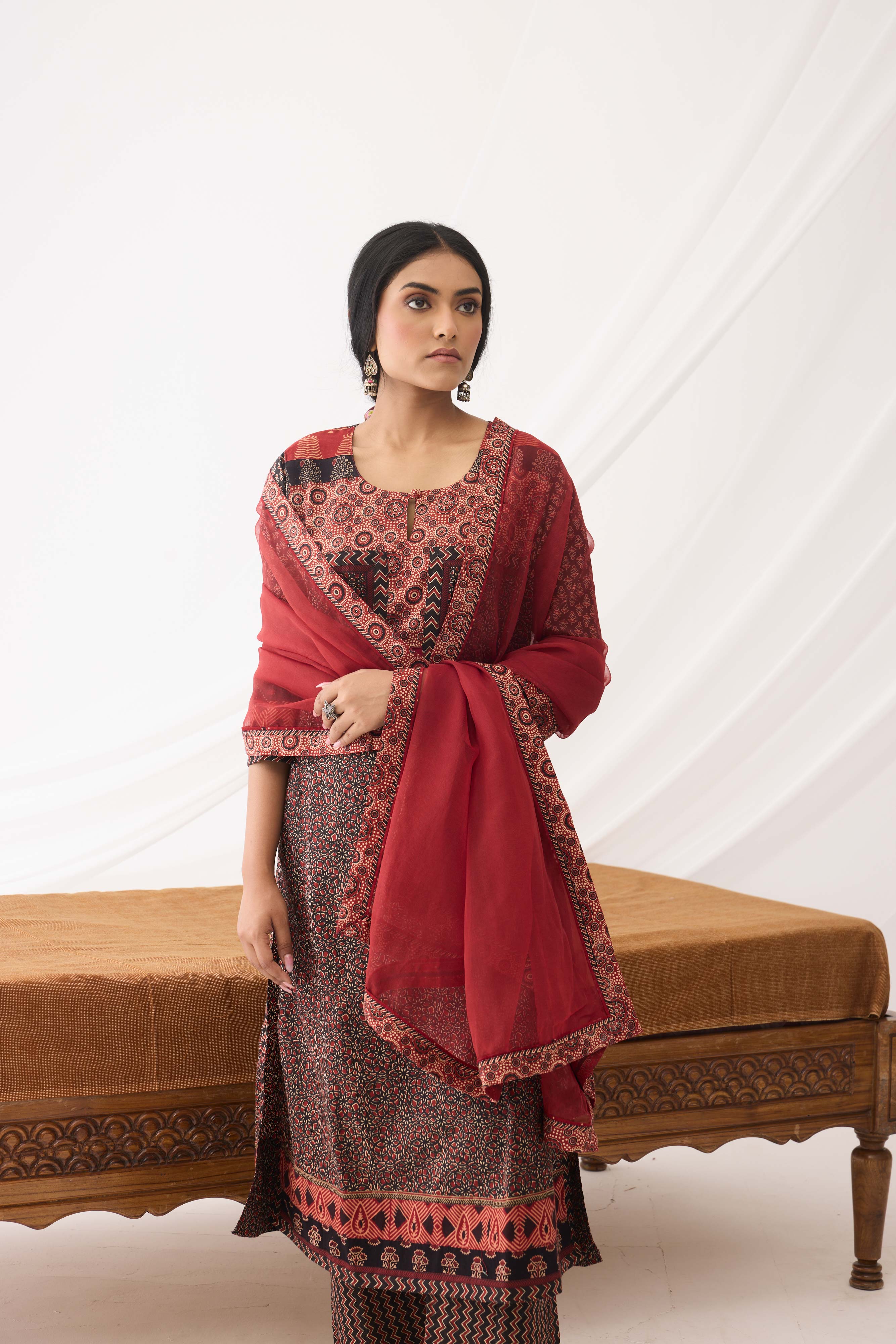 Miran Kurta Black Maroon (9966961197355)