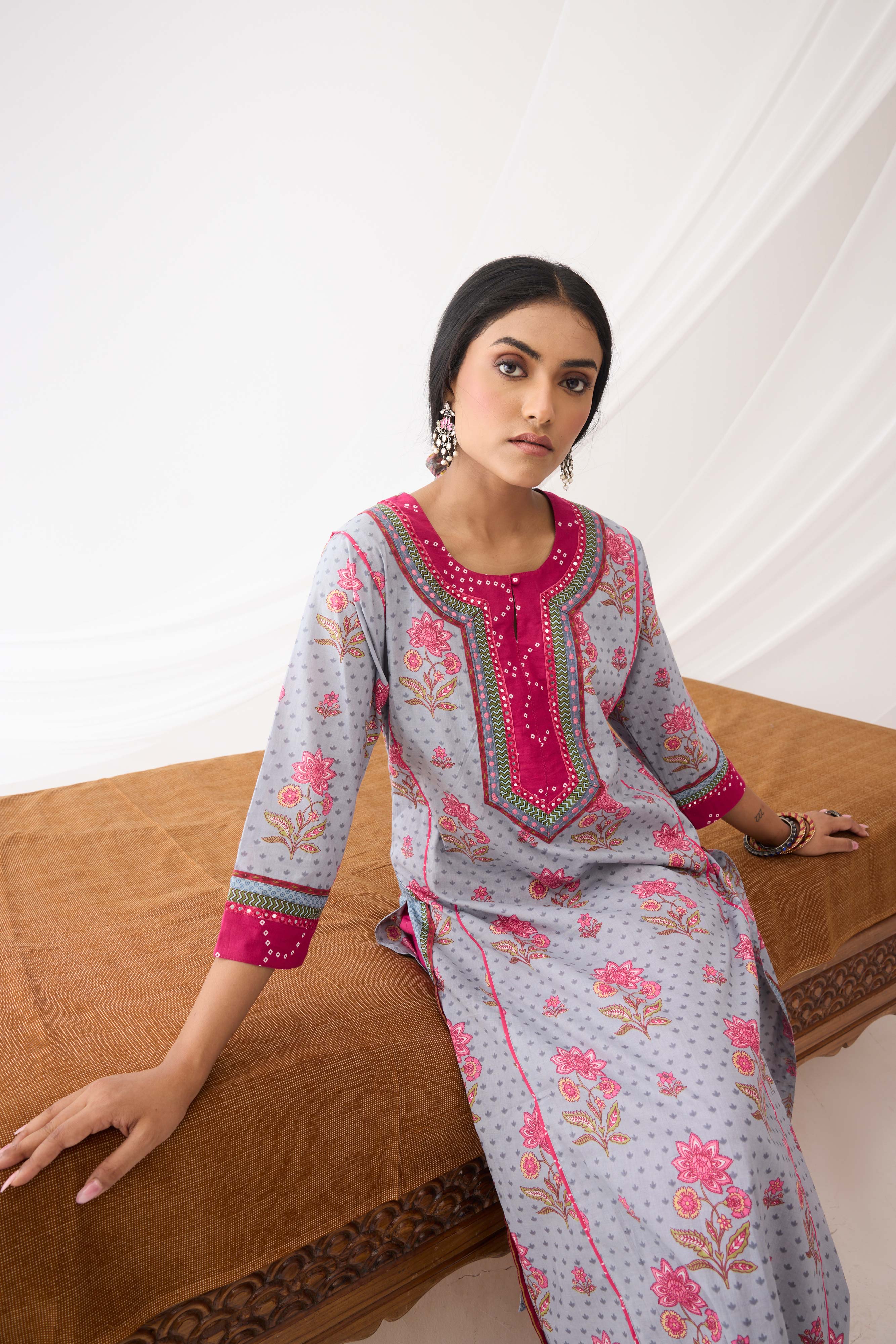Rozana Kurta Grey Pink (9964345131307)