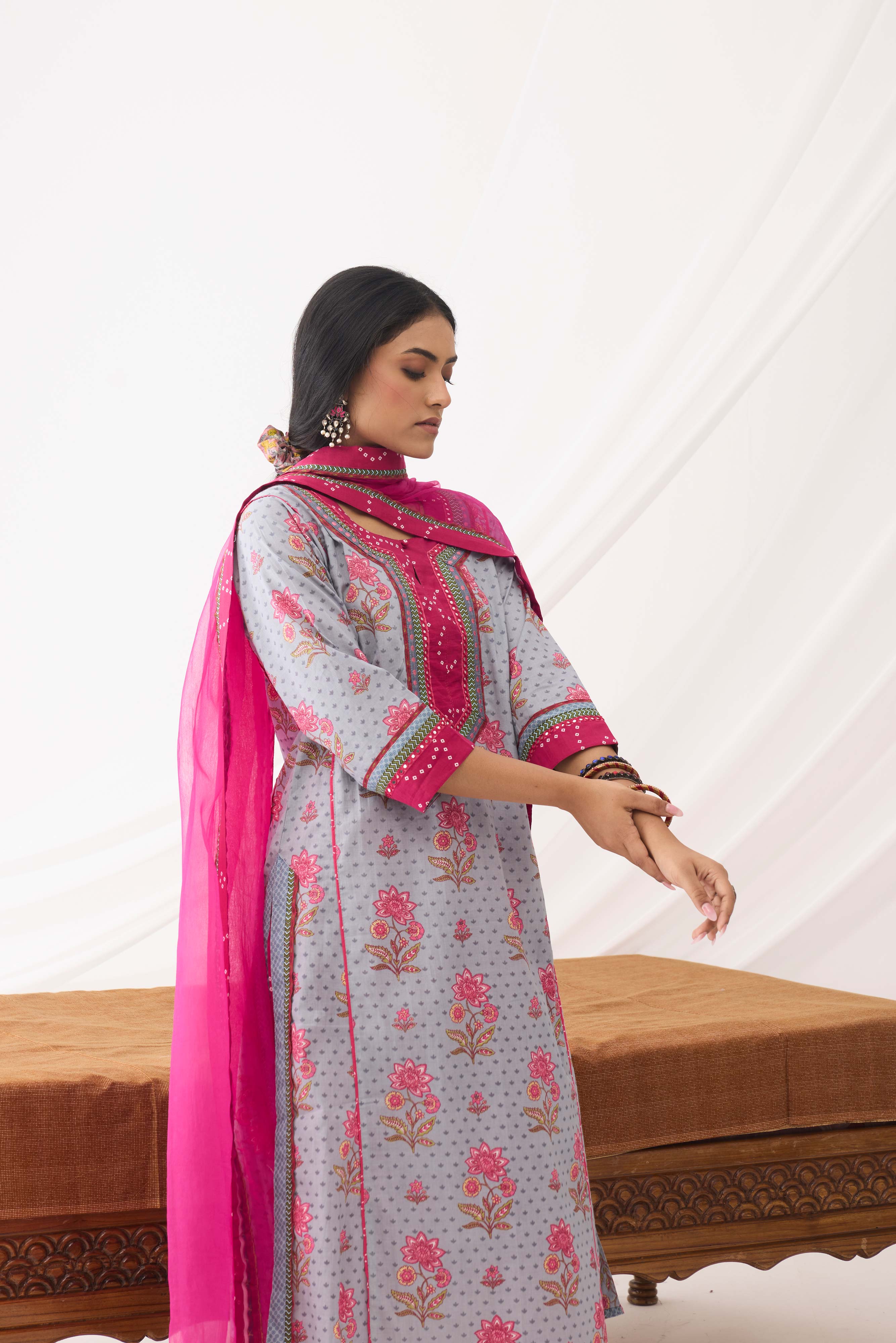 Rozana Kurta Grey Pink (9964345131307)