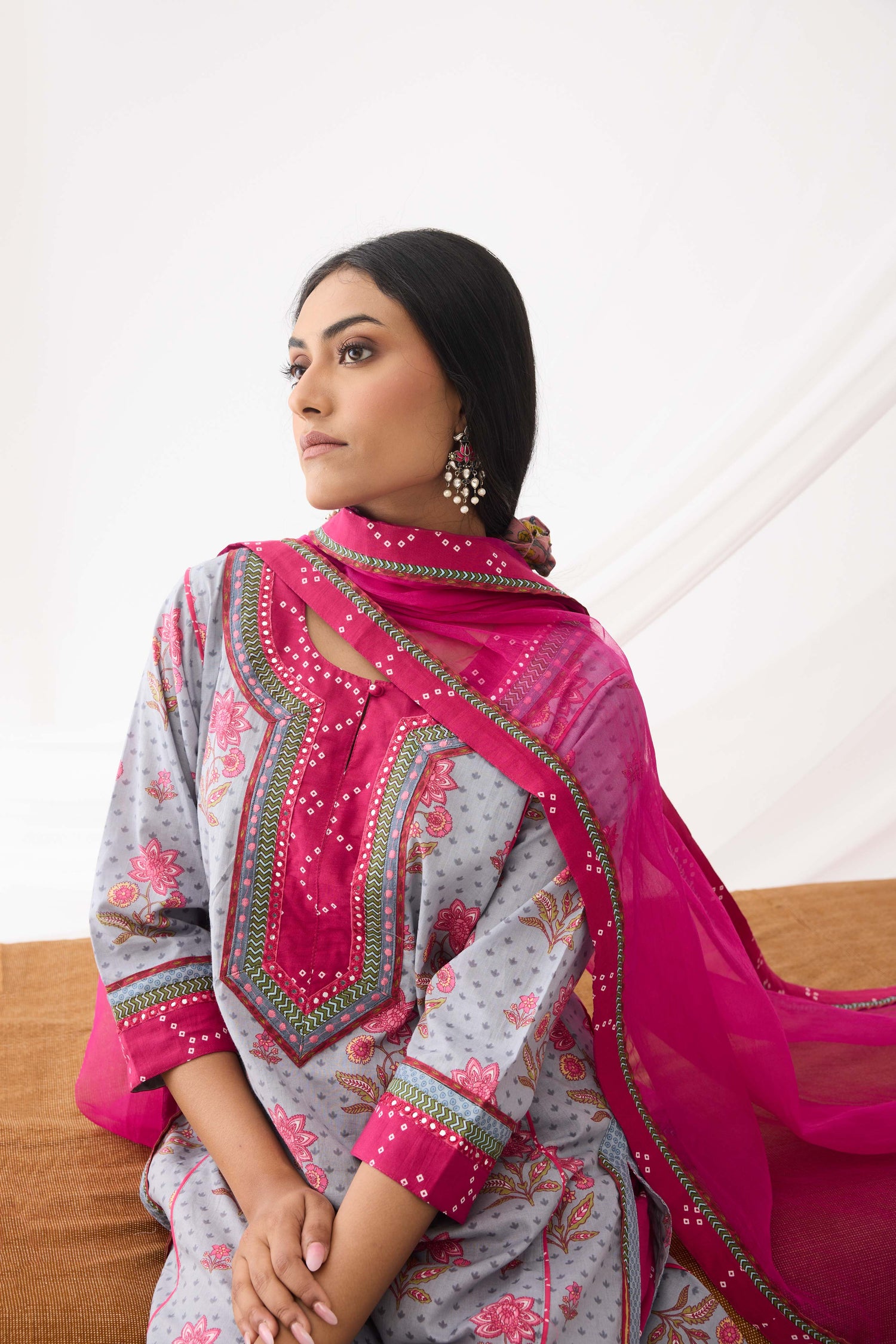 Rozana Kurta Grey Pink (9964345131307)