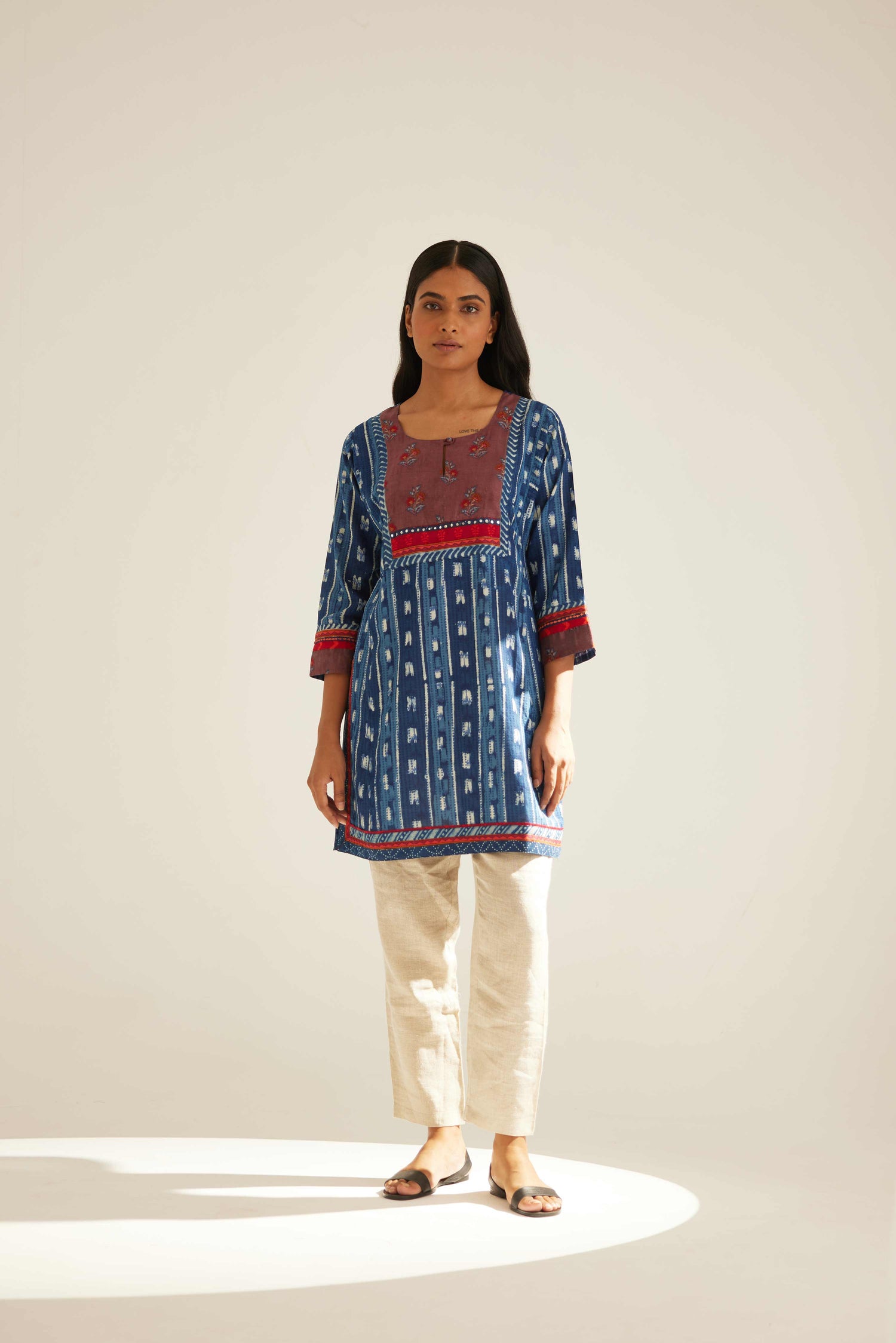 Yoke Kurti Indigo White (8569239830827)