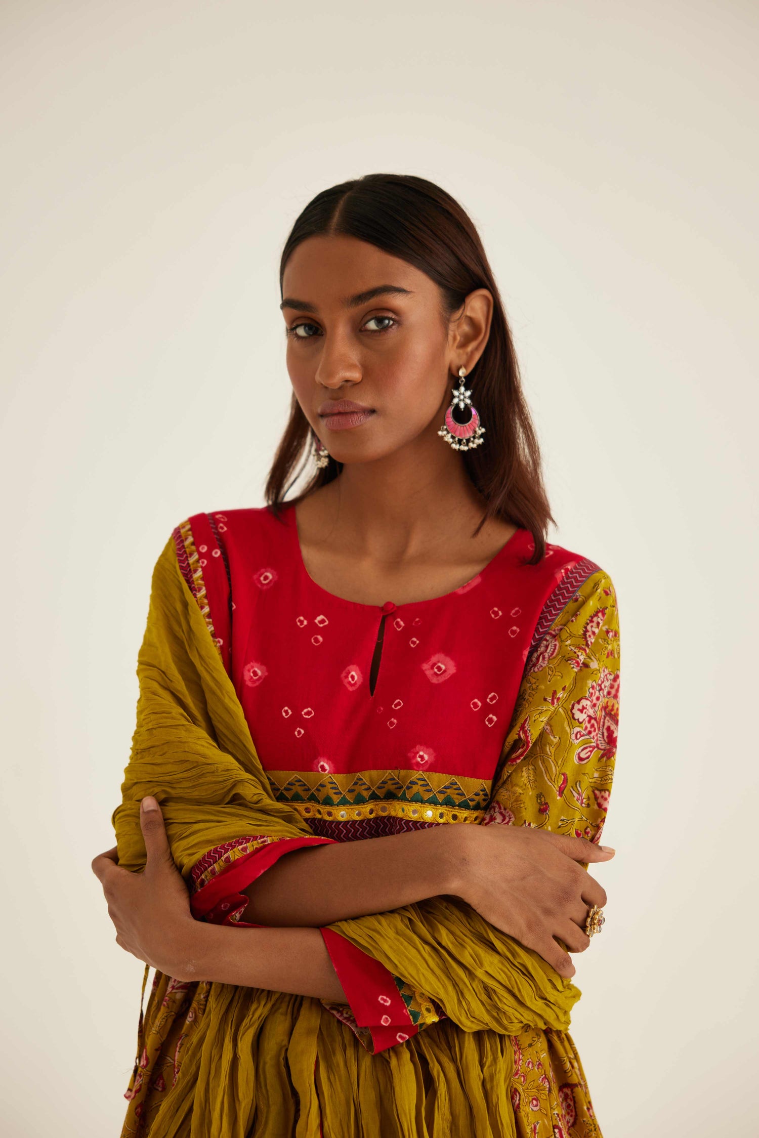 Rozana Cotton Crinkled Dupatta Ochre (8569623249195)