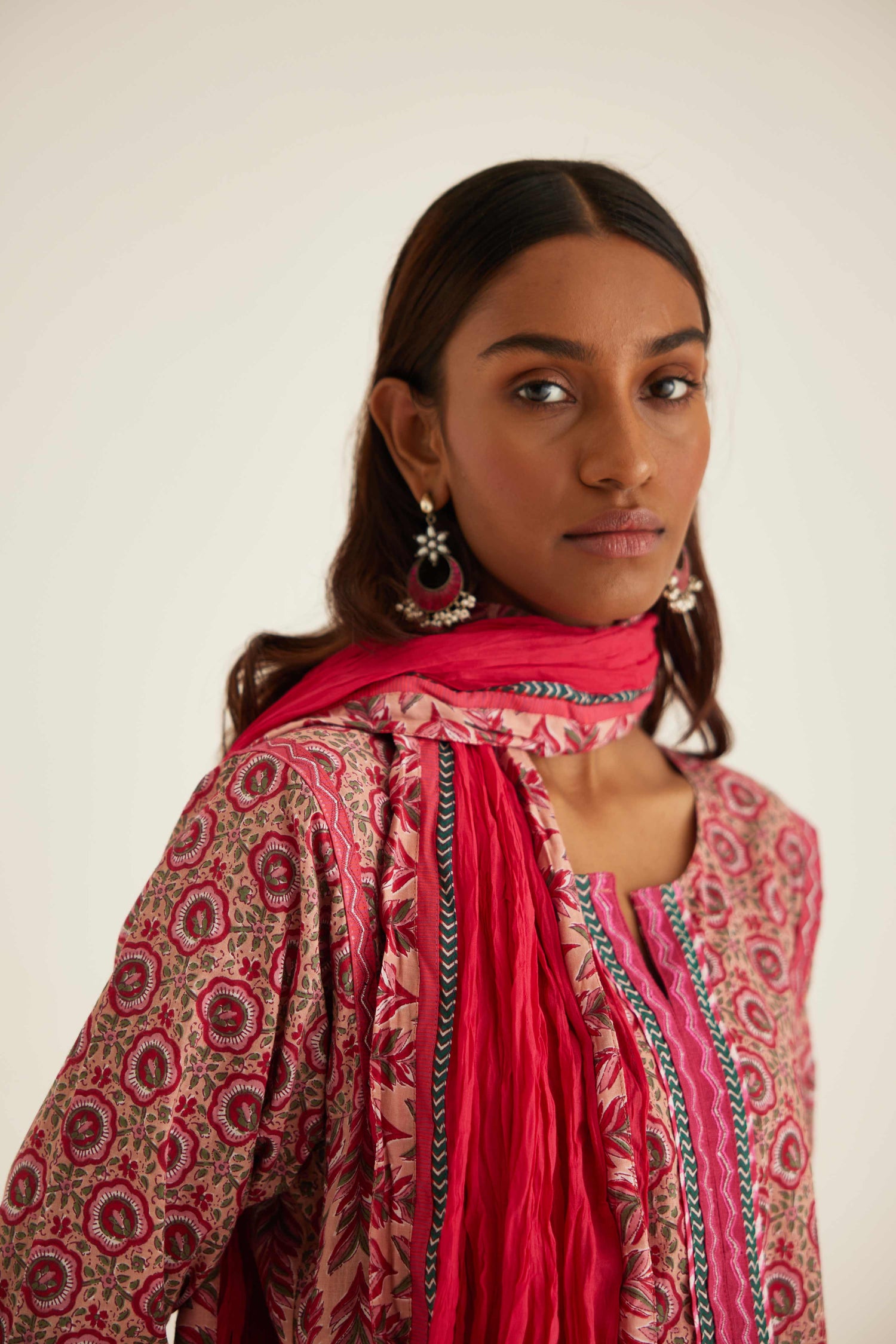 Rozana Cotton Crinkled Dupatta Pink (8569638584619)
