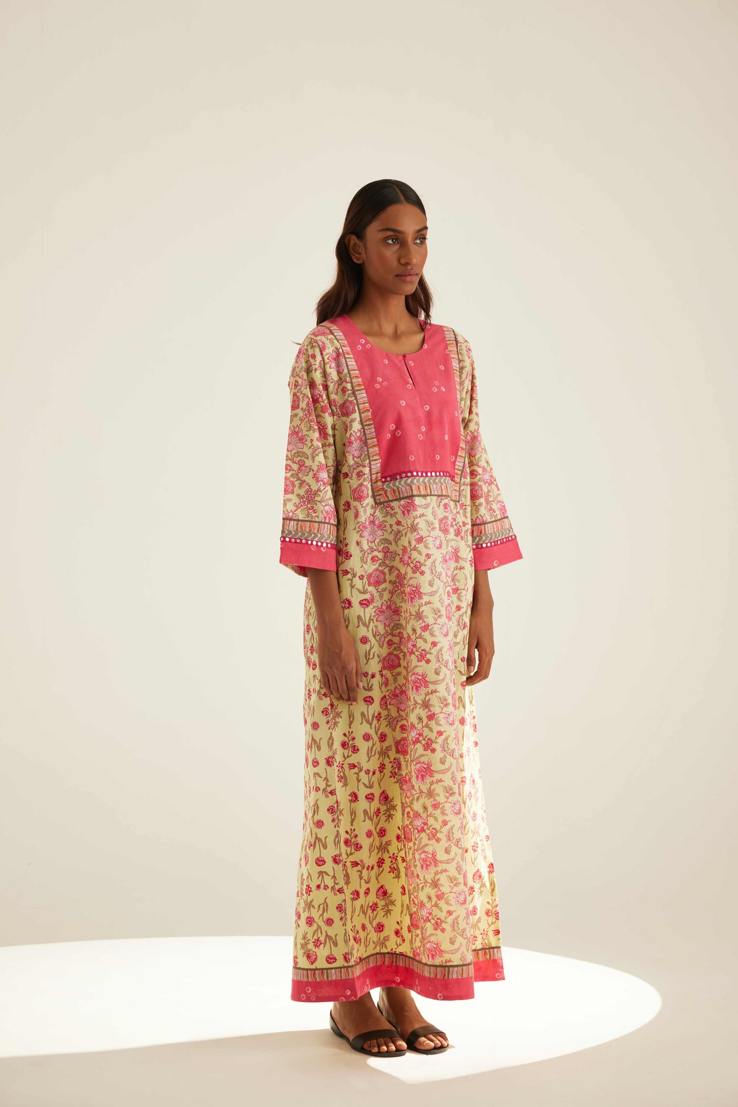 Yoke Caftan Light Yellow Peach (8811785978155)