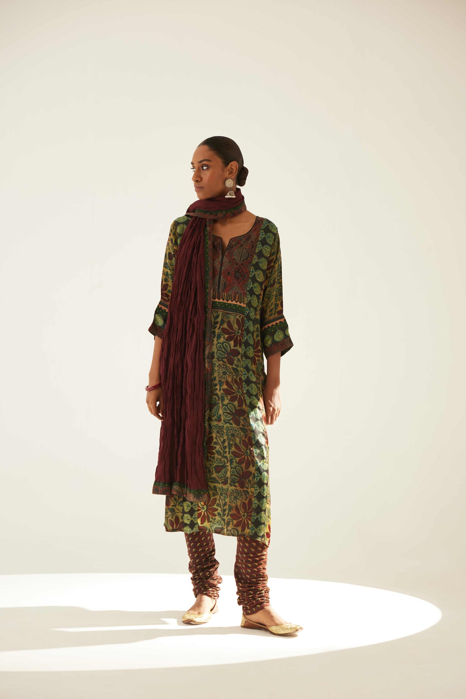 Rozana Cotton Crinkled Dupatta Maroon (8569675645227)