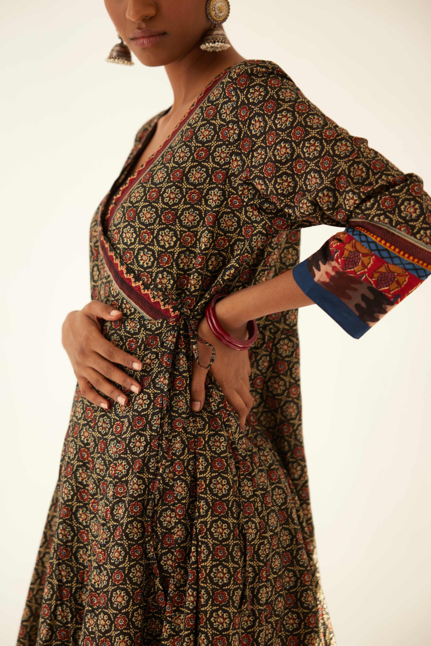 Angrakha Kurta Black Maroon (8569441124651)