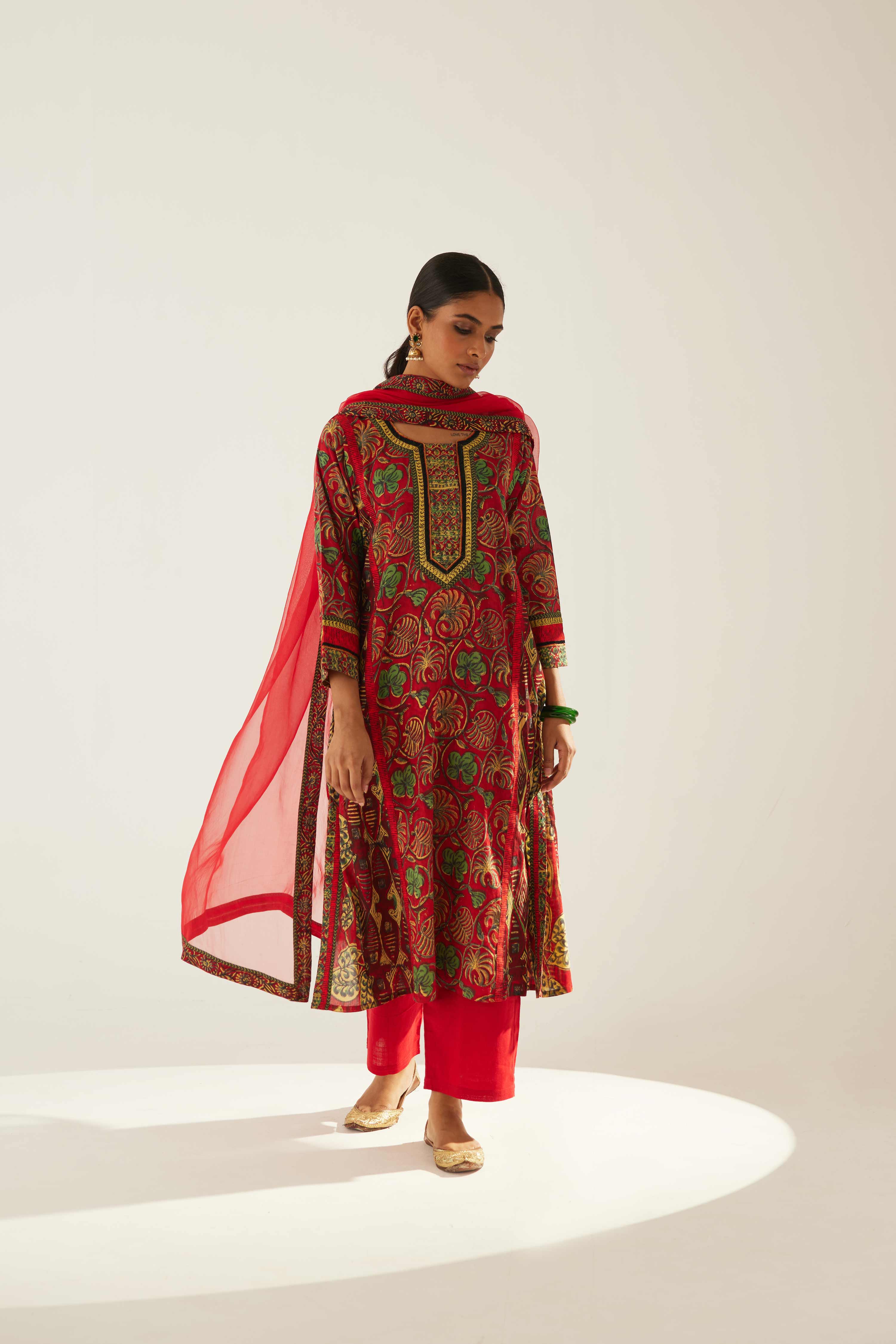 Choga Kurta Red Green (8569448268075)