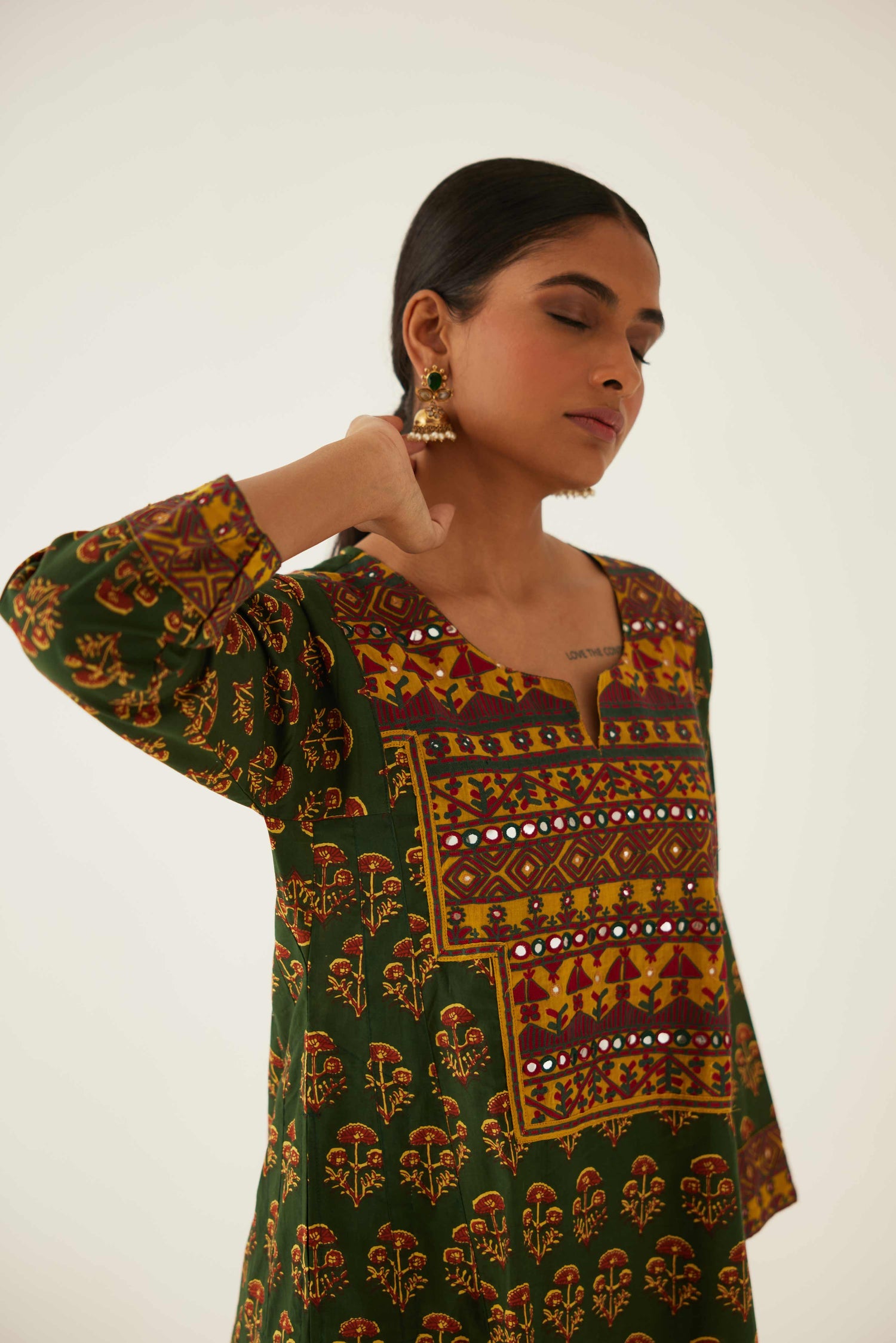 Tulsi Kurta Bottle Green Ochre (8569748390187)