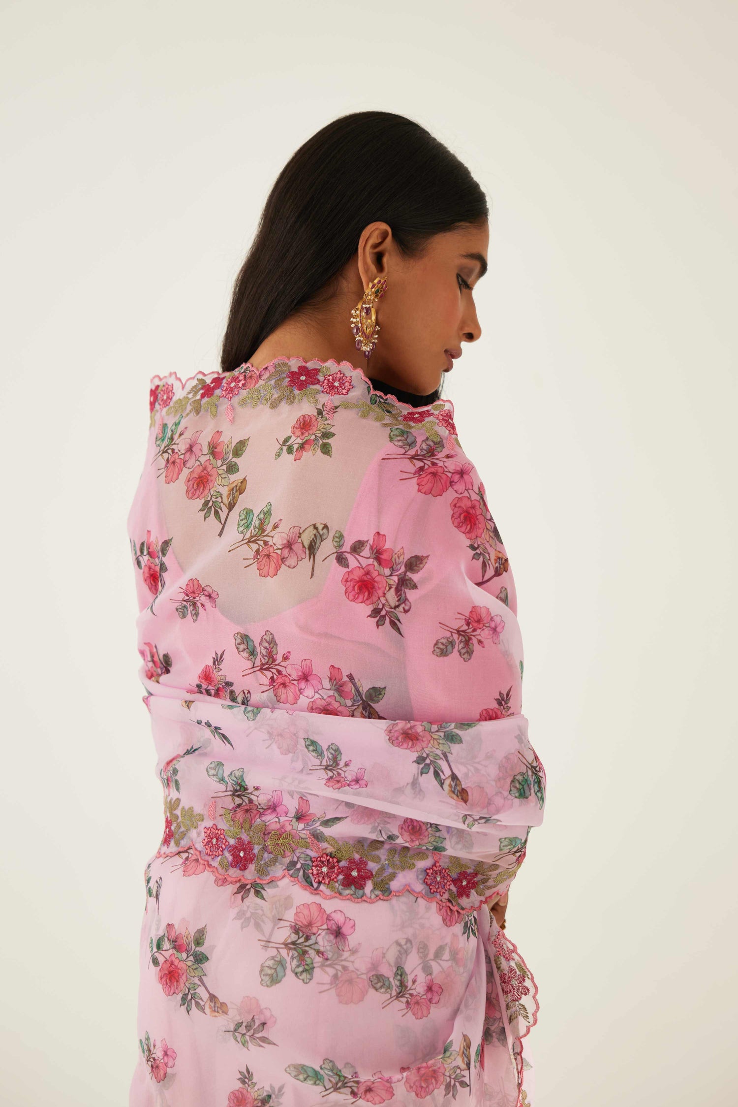 Floral Saree Baby Pink (8571318960427)