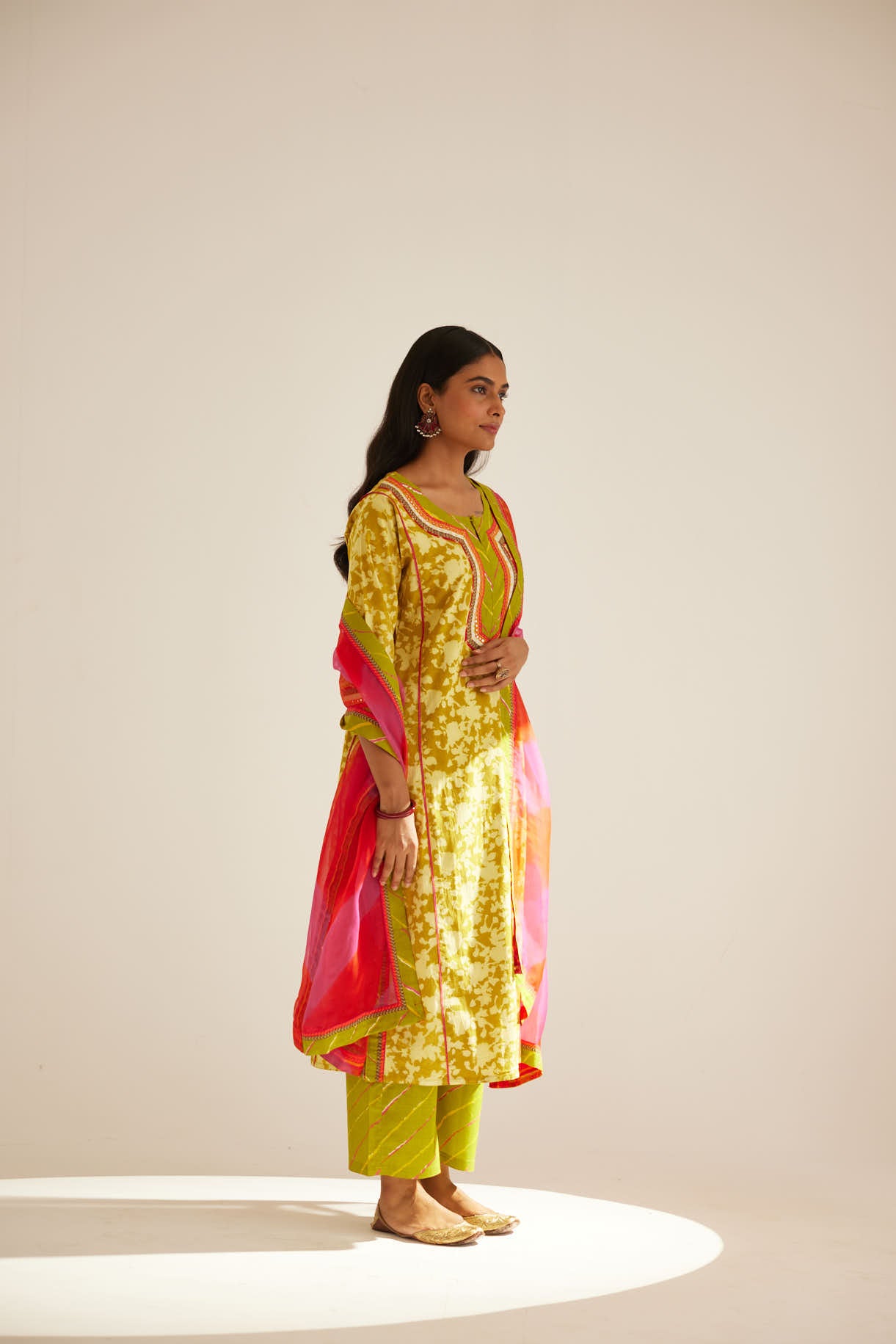 Rozana Kurta Mehendi Green Off White (8569417892139)