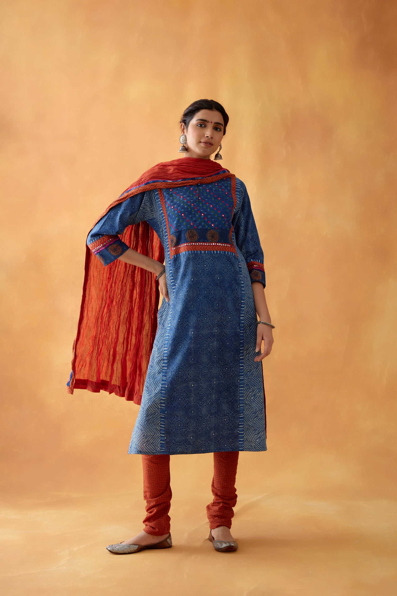 Rozana Cotton Crinkled Dupatta Rust (8828641313067)