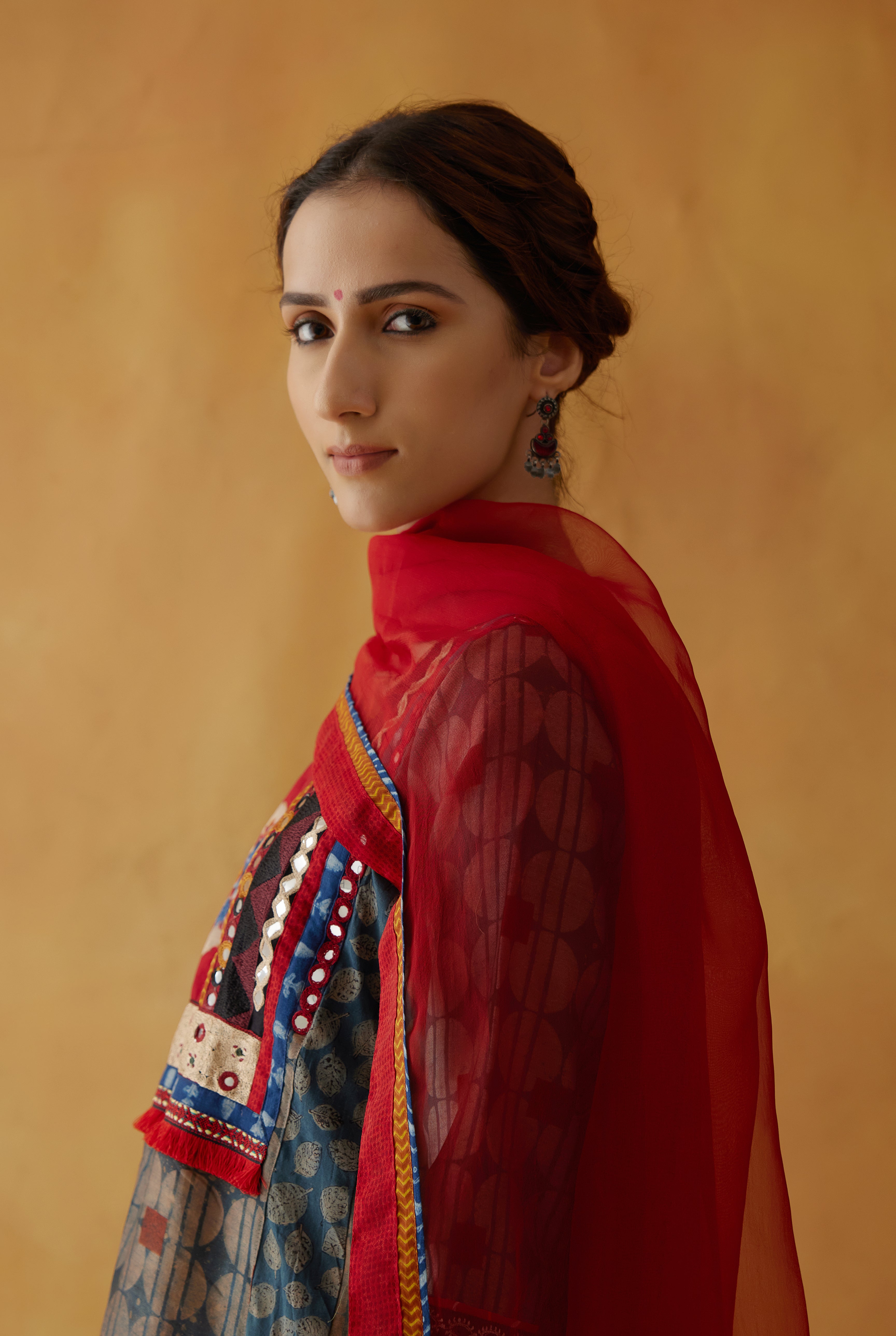 Choga Kurta Blue Maroon (8810208887083)