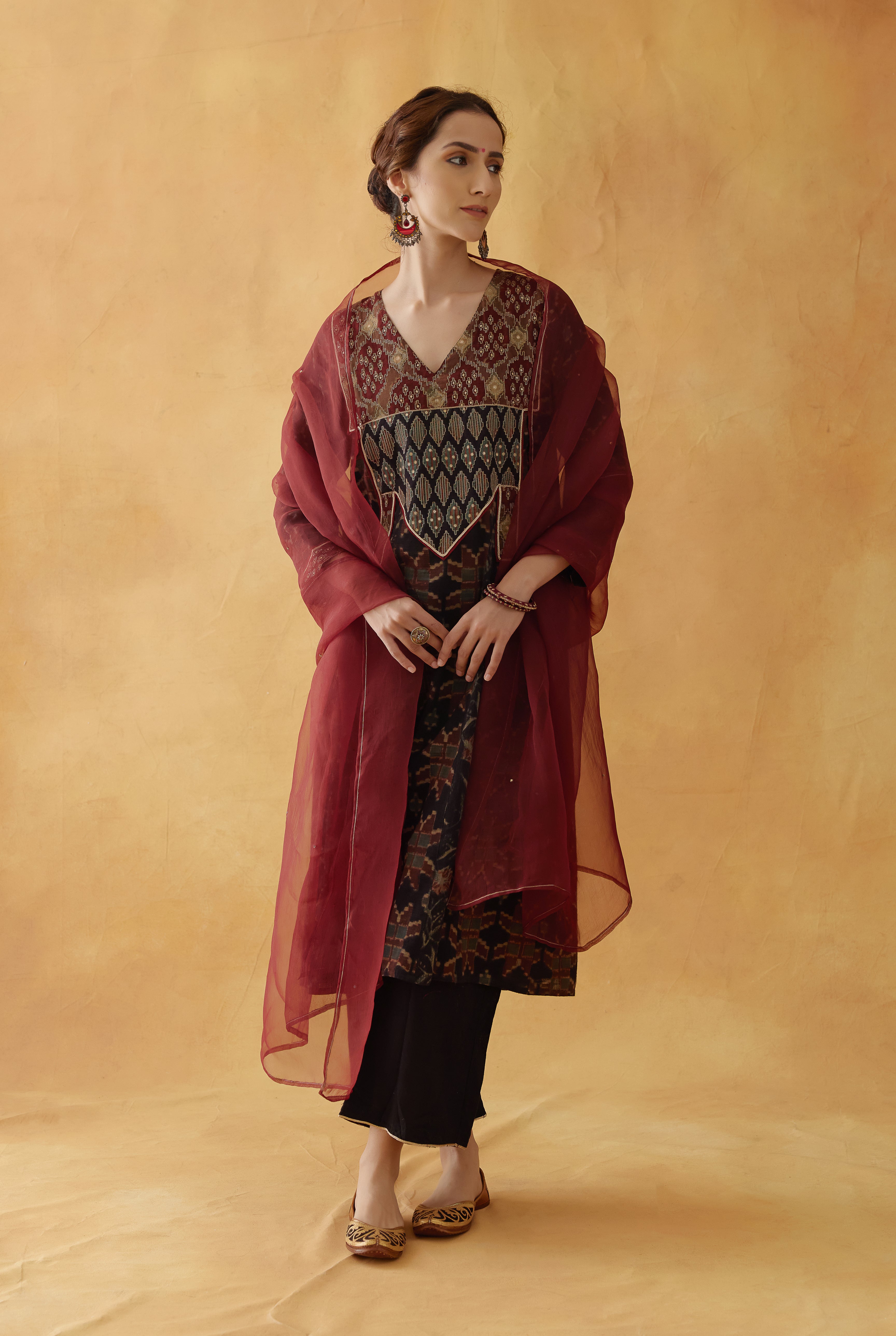 Baruni Kurta Black Maroon (8811389976875)