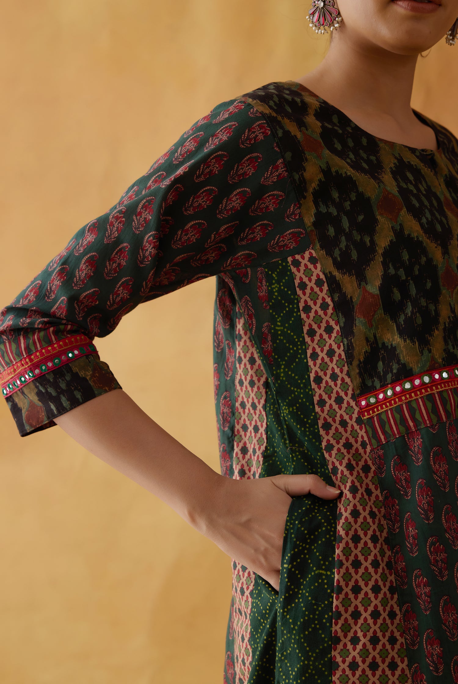 Choga Kurta Bottle Green Maroon (8810215342379)