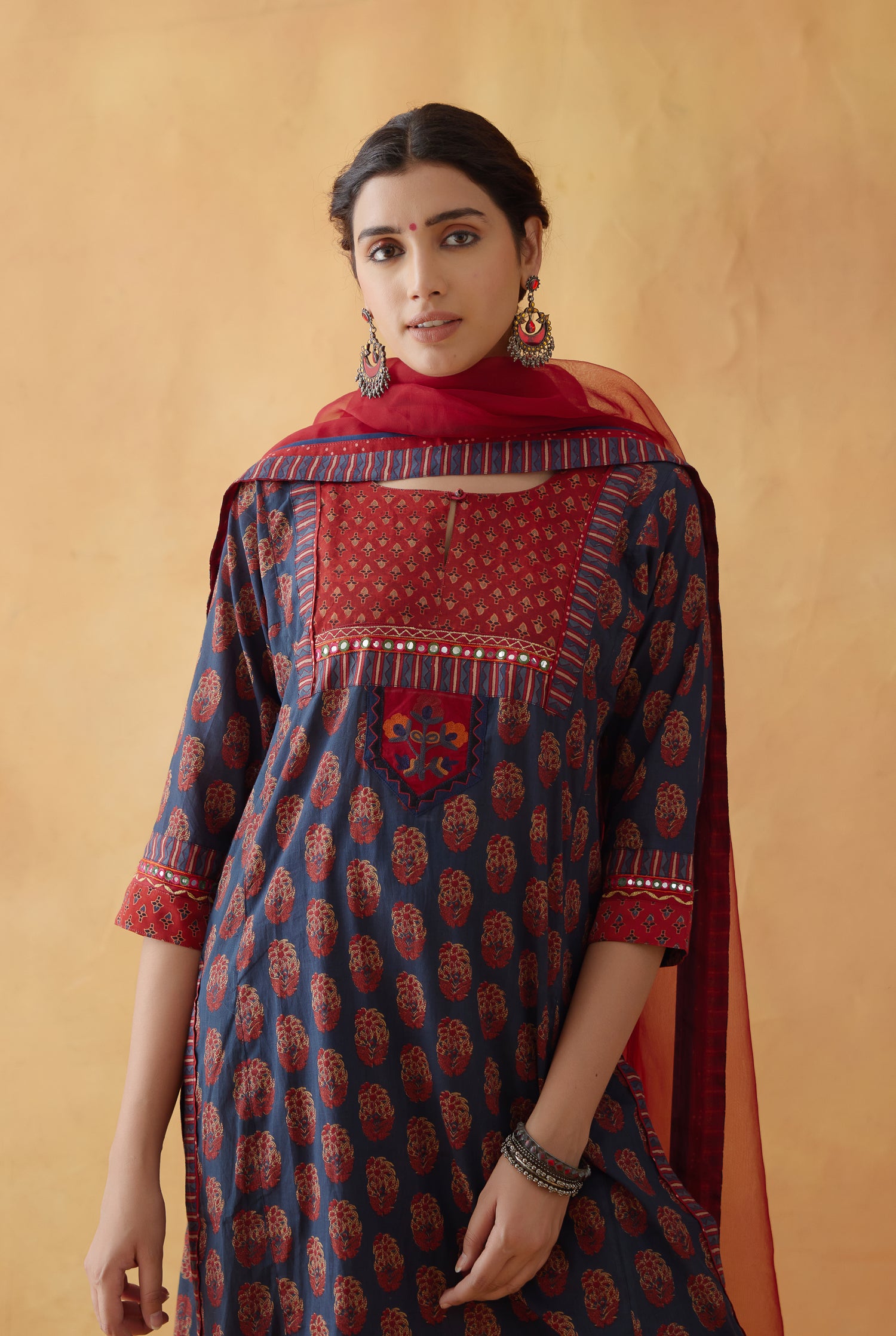 Yoke Kurta Blue Rust (8810268721451)