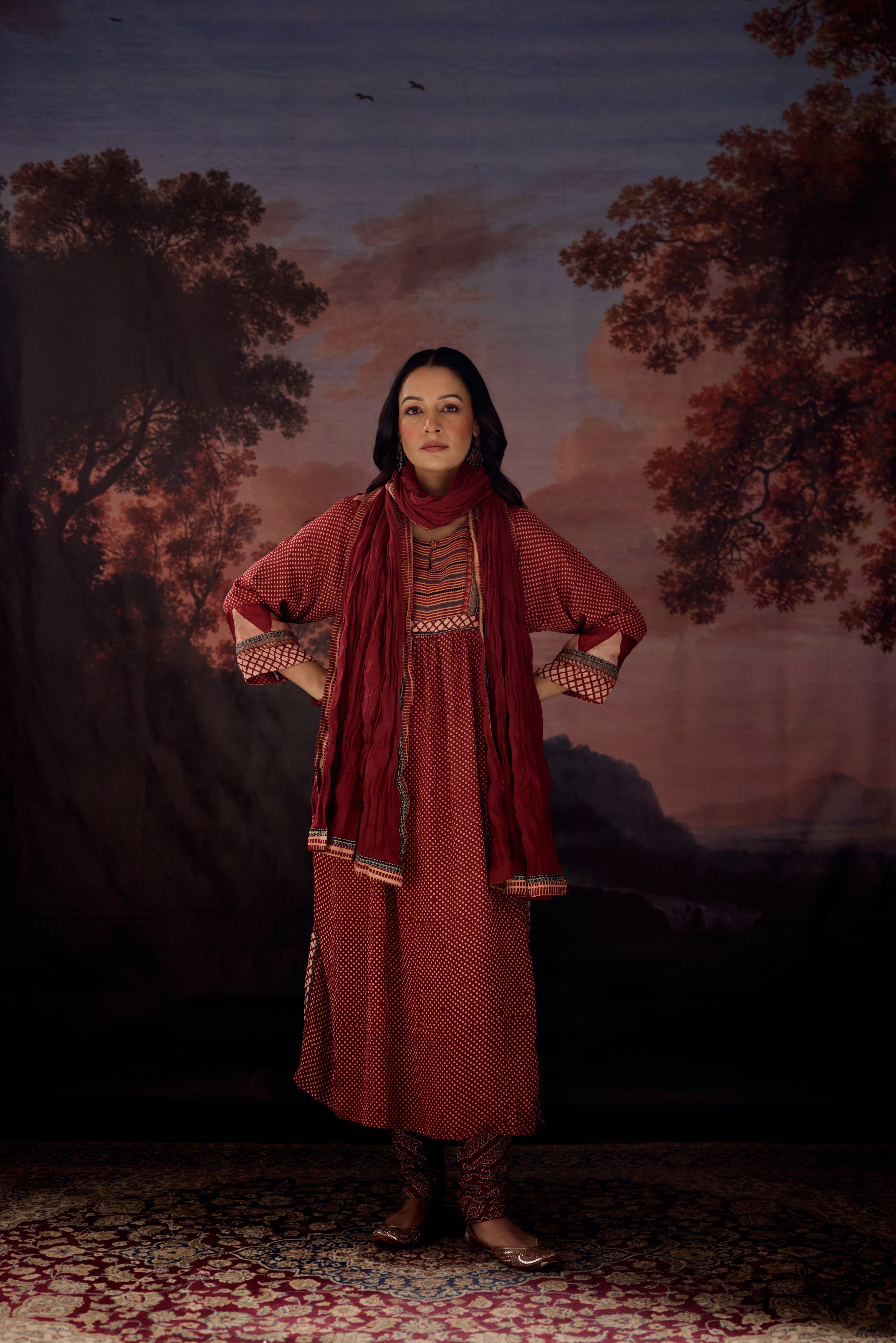 Rozana Dupatta Maroon