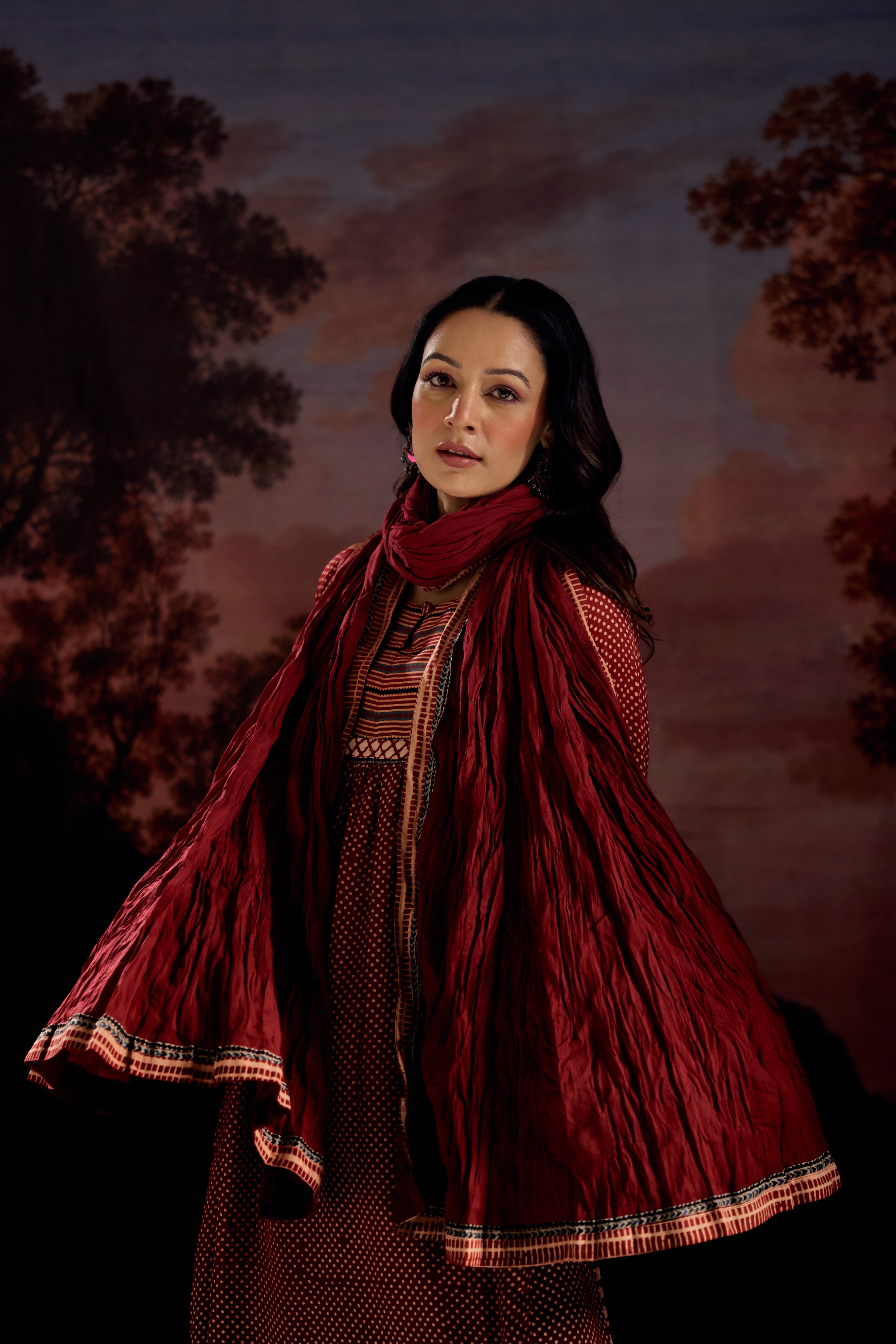 Rozana Dupatta Maroon