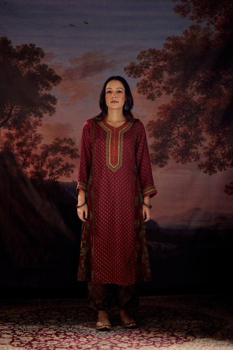 Rozana Pant Maroon Green