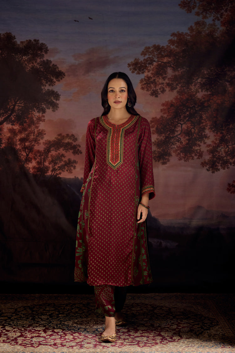 Rozana Pant Maroon Green