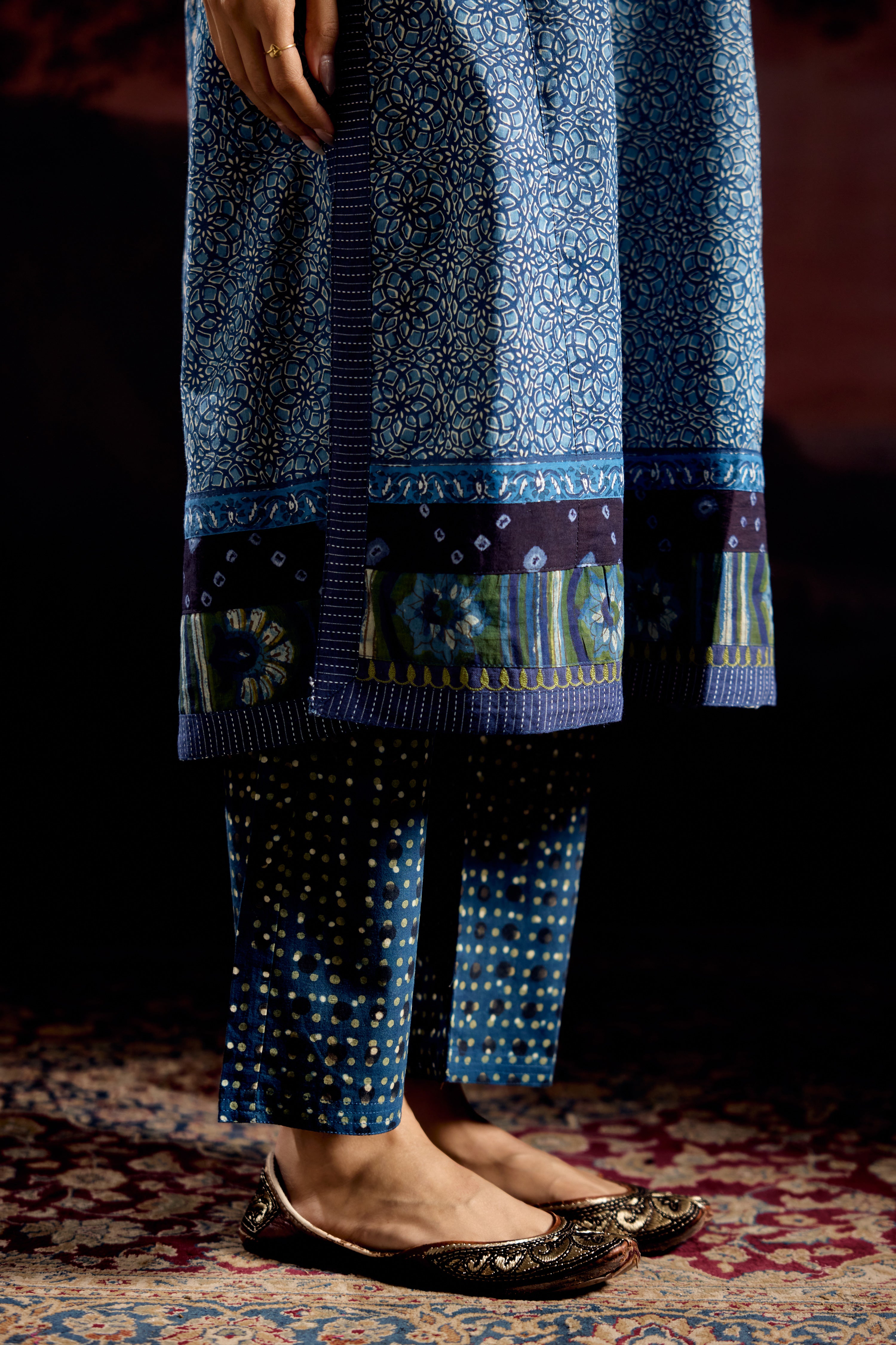 Miran Cotton Printed Kurta Blue (Set Of 2)