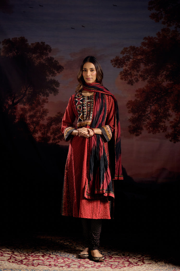 Rozana Dupatta Maroon Black