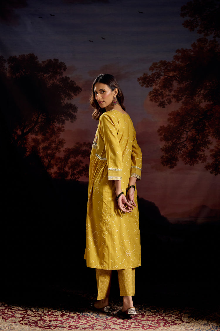 Banjara Cotton Printed Kurta Yellow (Set Of 3)