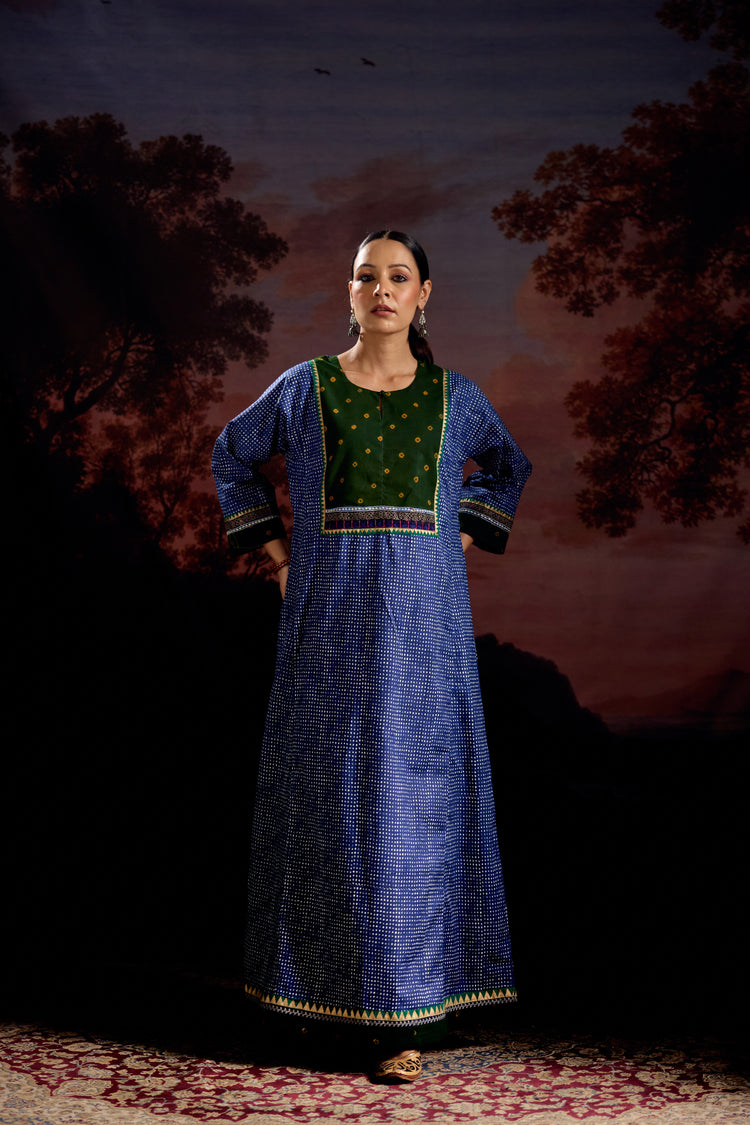 Rozana Cotton Printed Caftan Blue