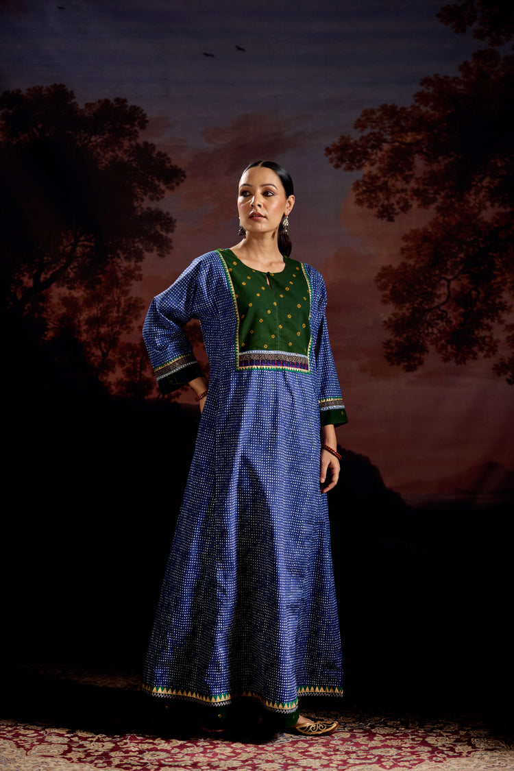 Rozana Cotton Printed Caftan Blue